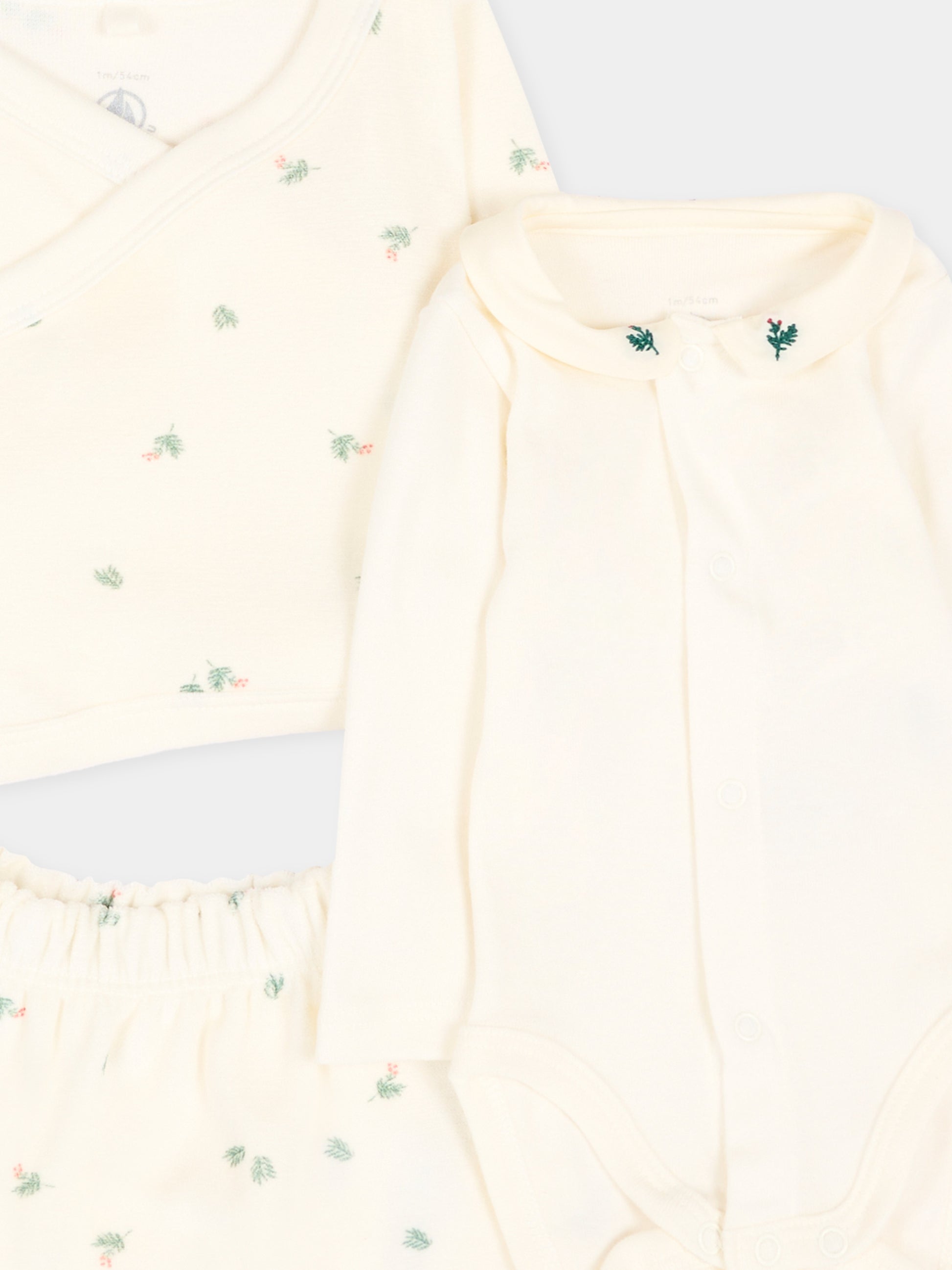 Completo nascita avorio per neonati floreale,Petit Bateau,A0GP0 01