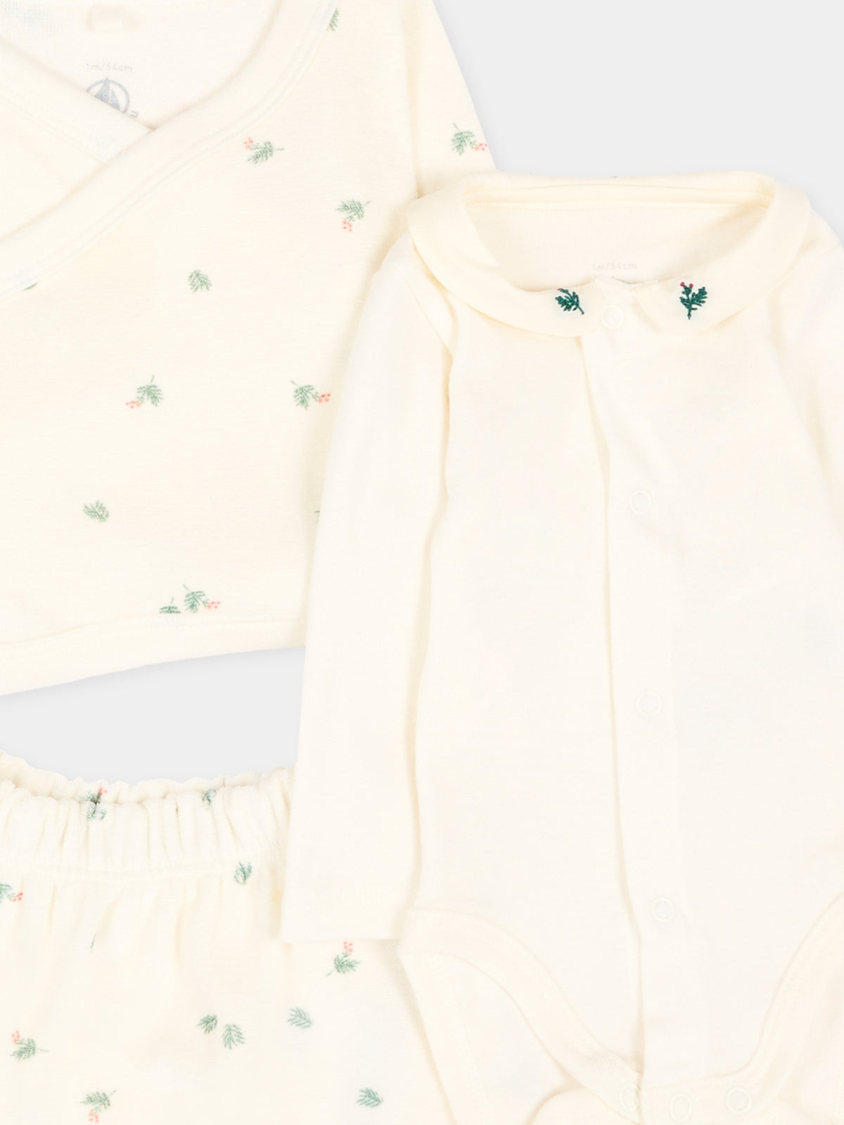 Completo nascita avorio per neonati floreale,Petit Bateau,A0GP0 01