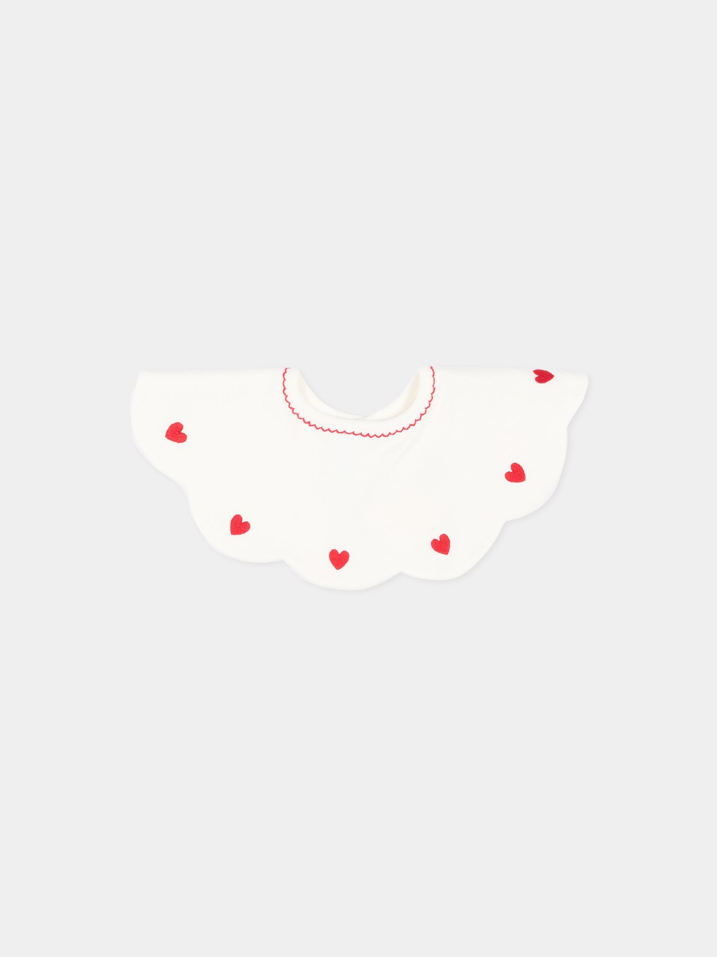 Bavaglino avorio per neonata con cuori,Petit Bateau,A0G9K 01