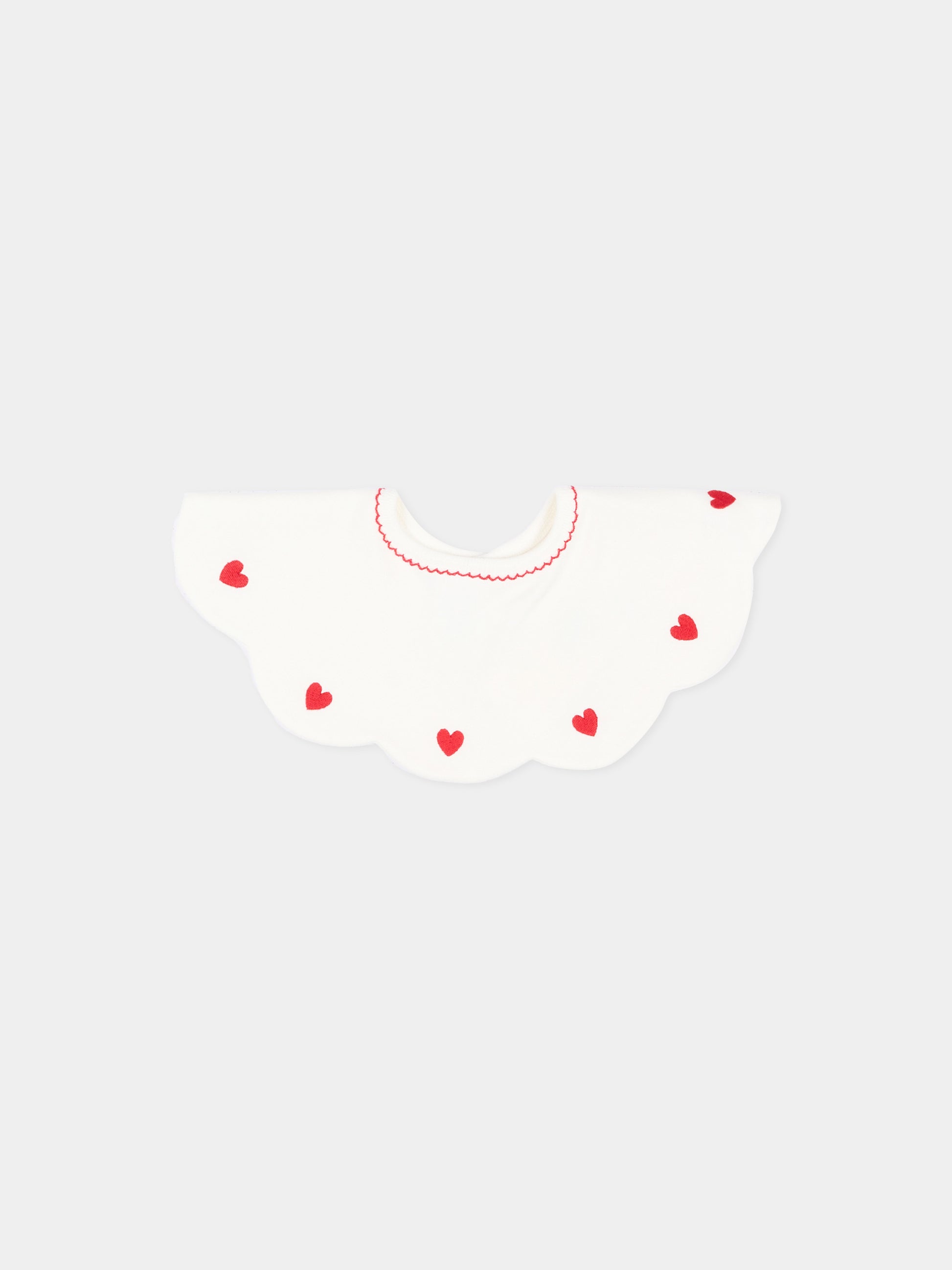 Bavaglino avorio per neonata con cuori,Petit Bateau,A0G9K 01
