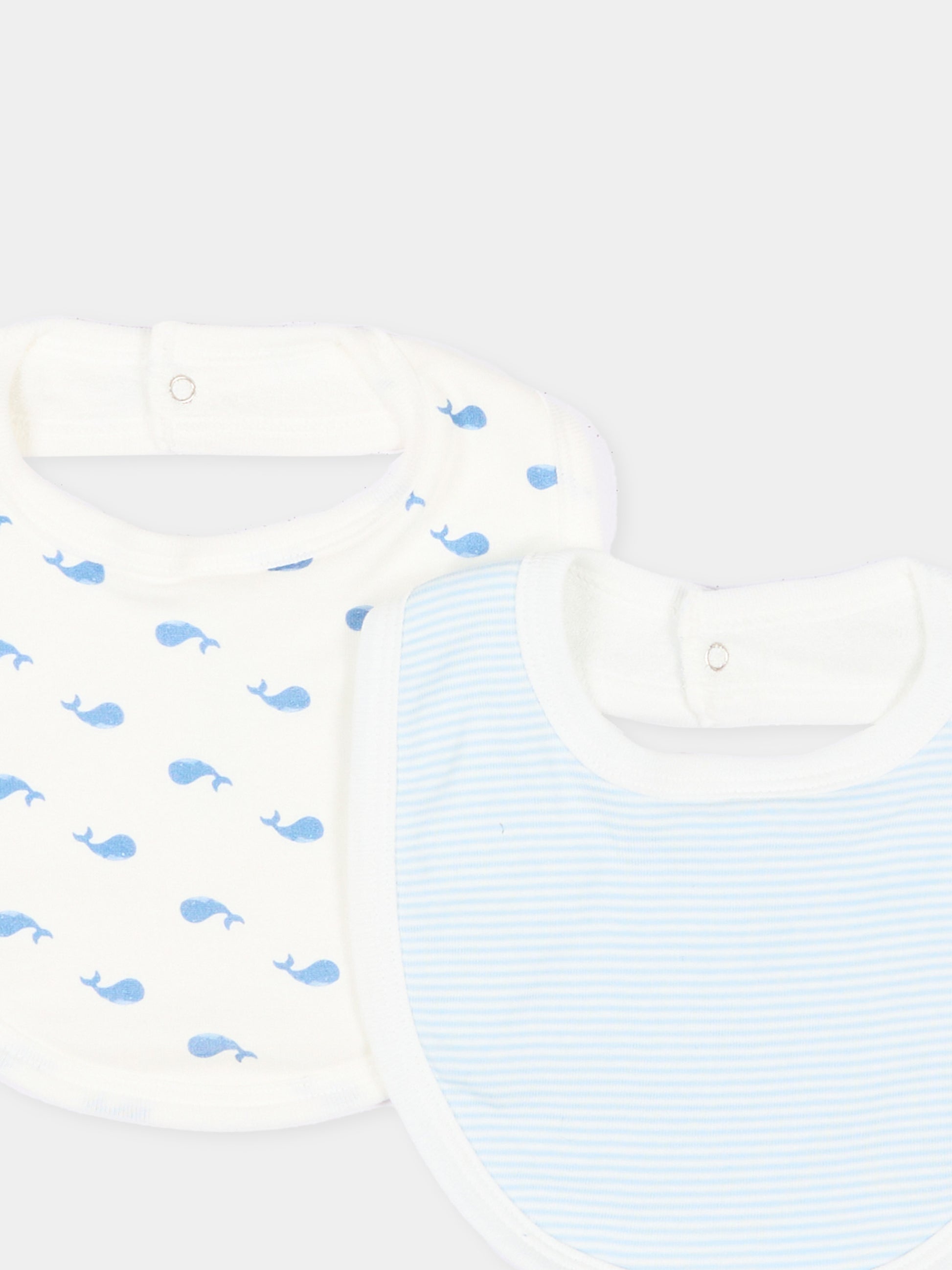 Bavaglini avorio per neonati con balene,Petit Bateau,A0GLI 00