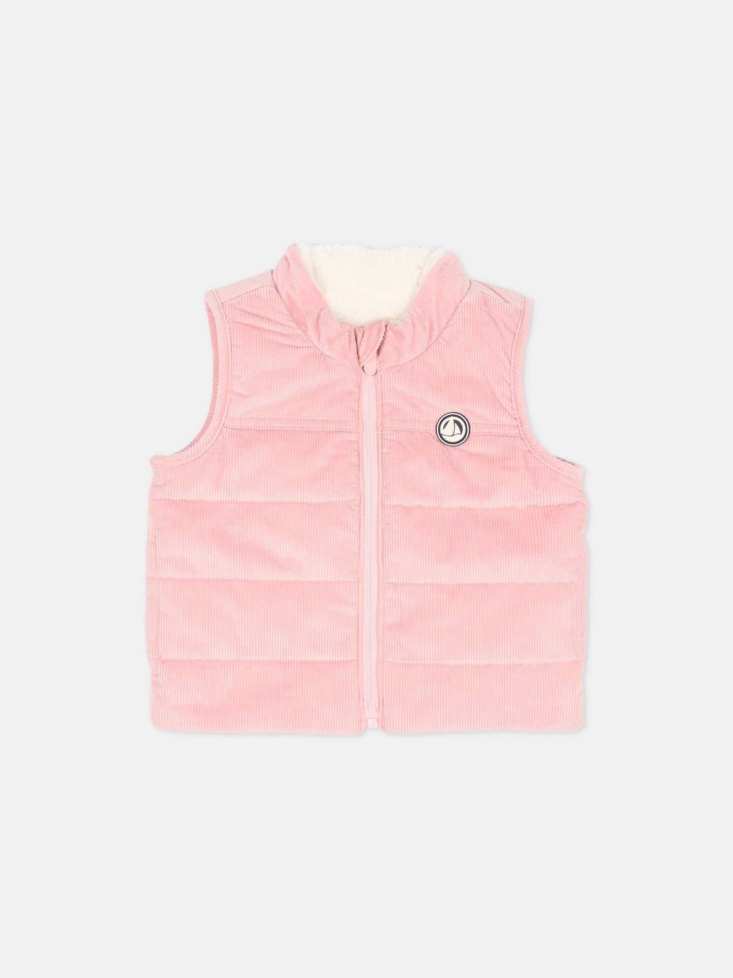 Gilet rosa per neonata in velluto,Petit Bateau,A0GIU 01
