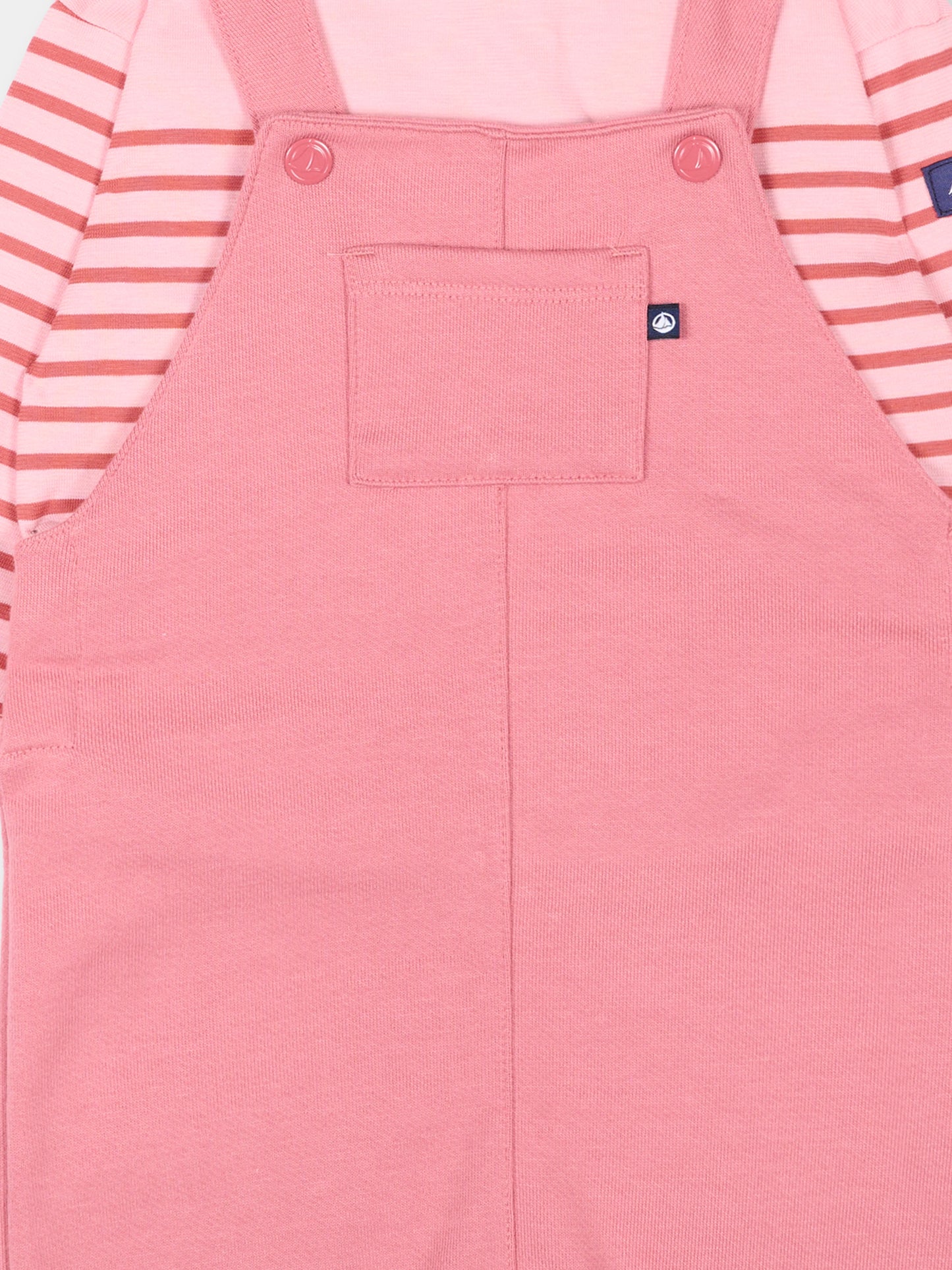 Salopette rosa per neonata a righe,Petit Bateau,A0H0V 00