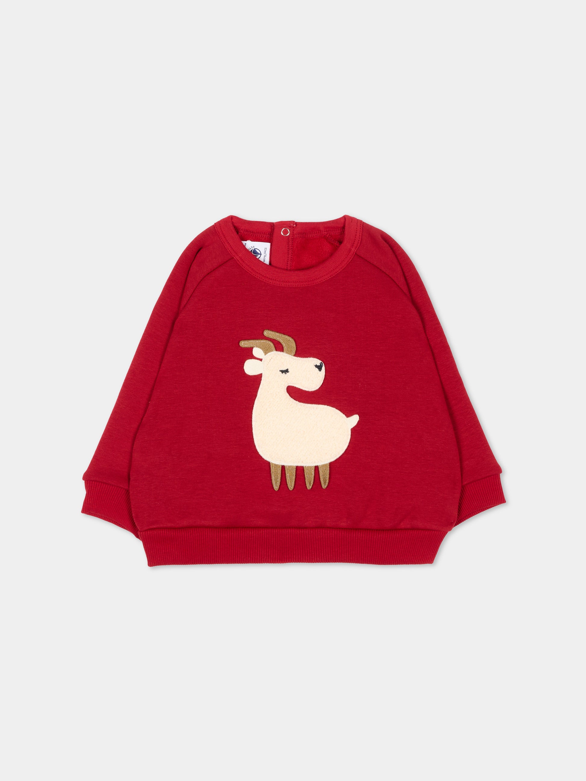 Felpa bordeaux per neonato con cerbiatto,Petit Bateau,A0GGQ 01