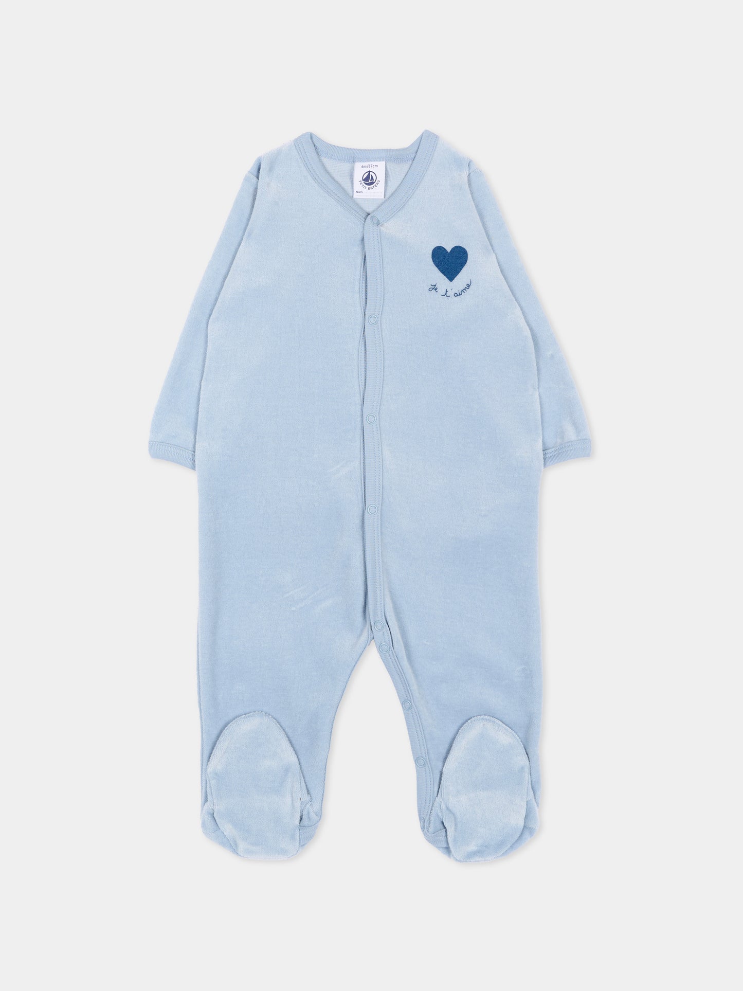 Tutina celeste per neonato con cuore,Petit Bateau,A0GJ7 03