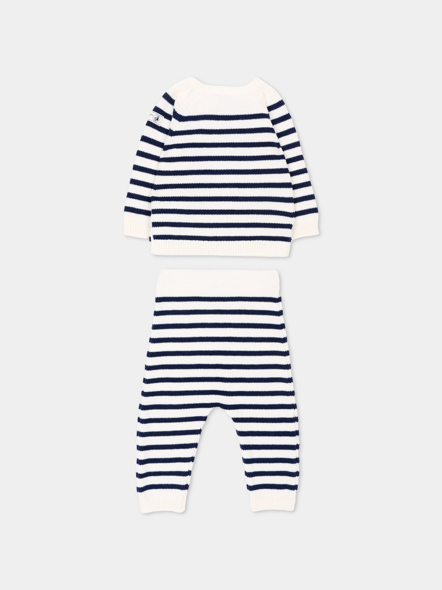 Completo nascita avorio per neonati a righe,Petit Bateau,A0GNX 01