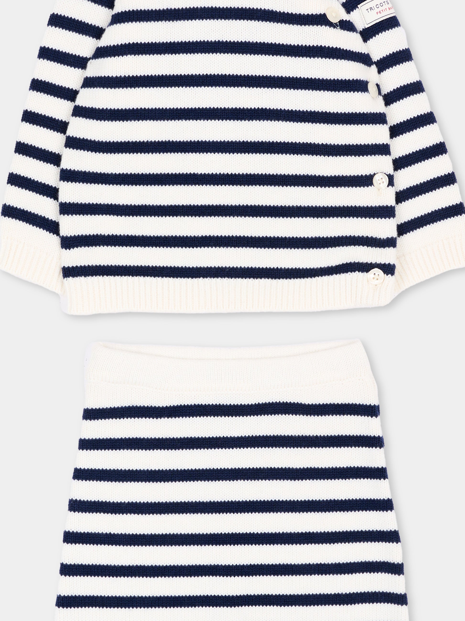 Completo nascita avorio per neonati a righe,Petit Bateau,A0GNX 01