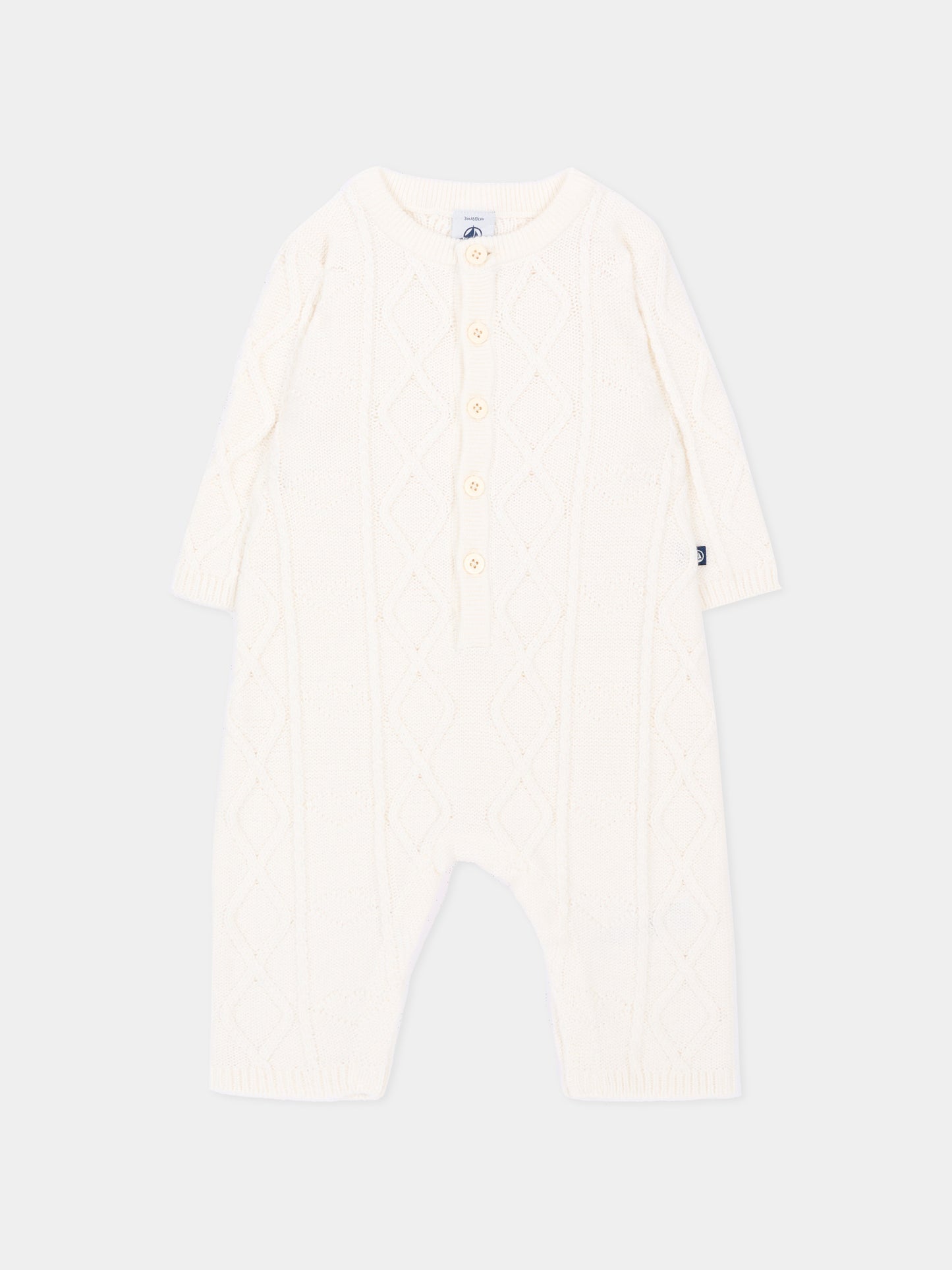Tutina avorio per neonati in maglia,Petit Bateau,A0GIN 01