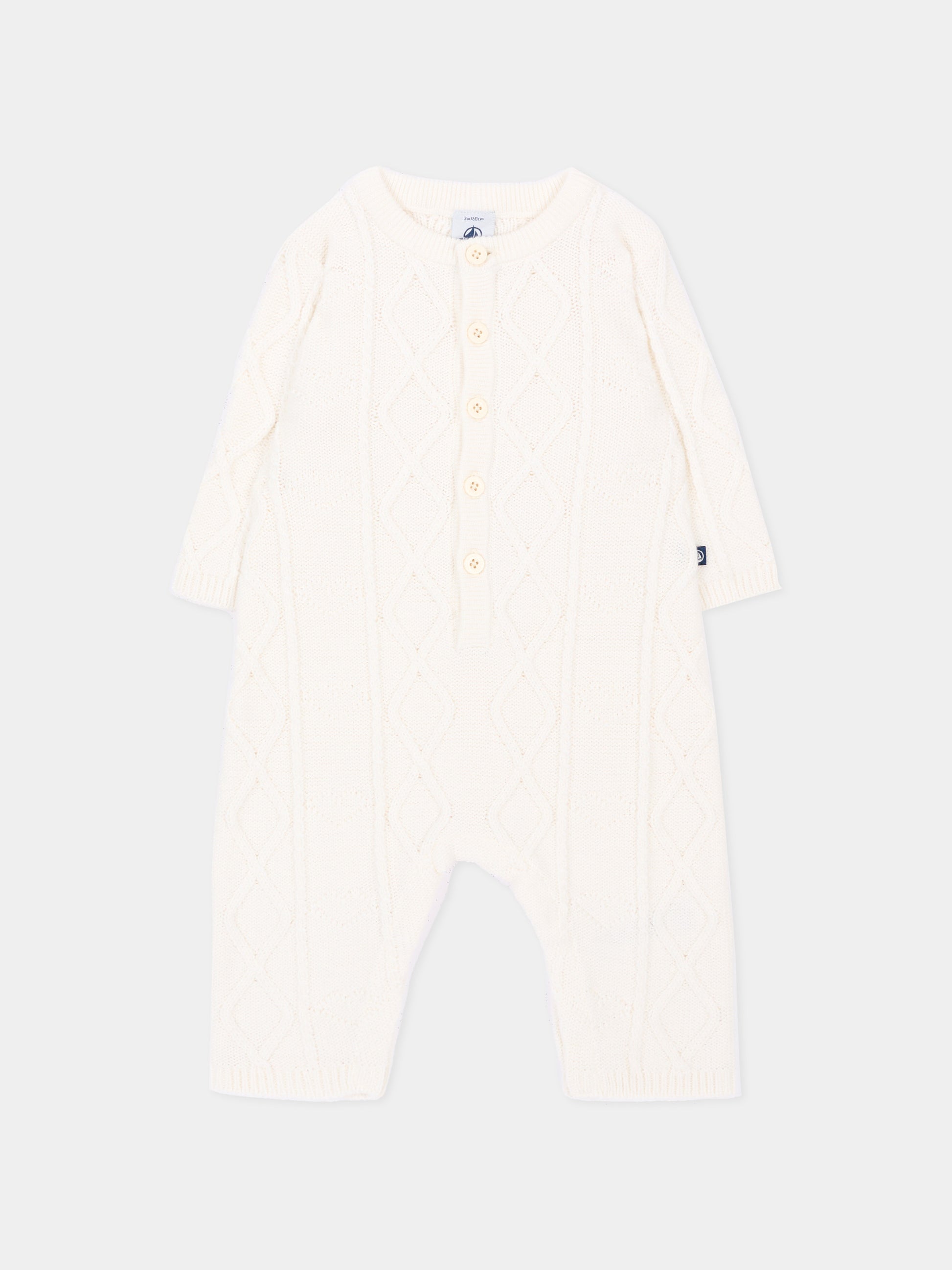 Tutina avorio per neonati in maglia,Petit Bateau,A0GIN 01