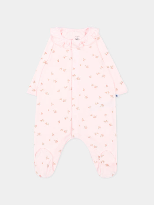 Tutina rosa per neonata con fiori,Petit Bateau,A0GAH 01