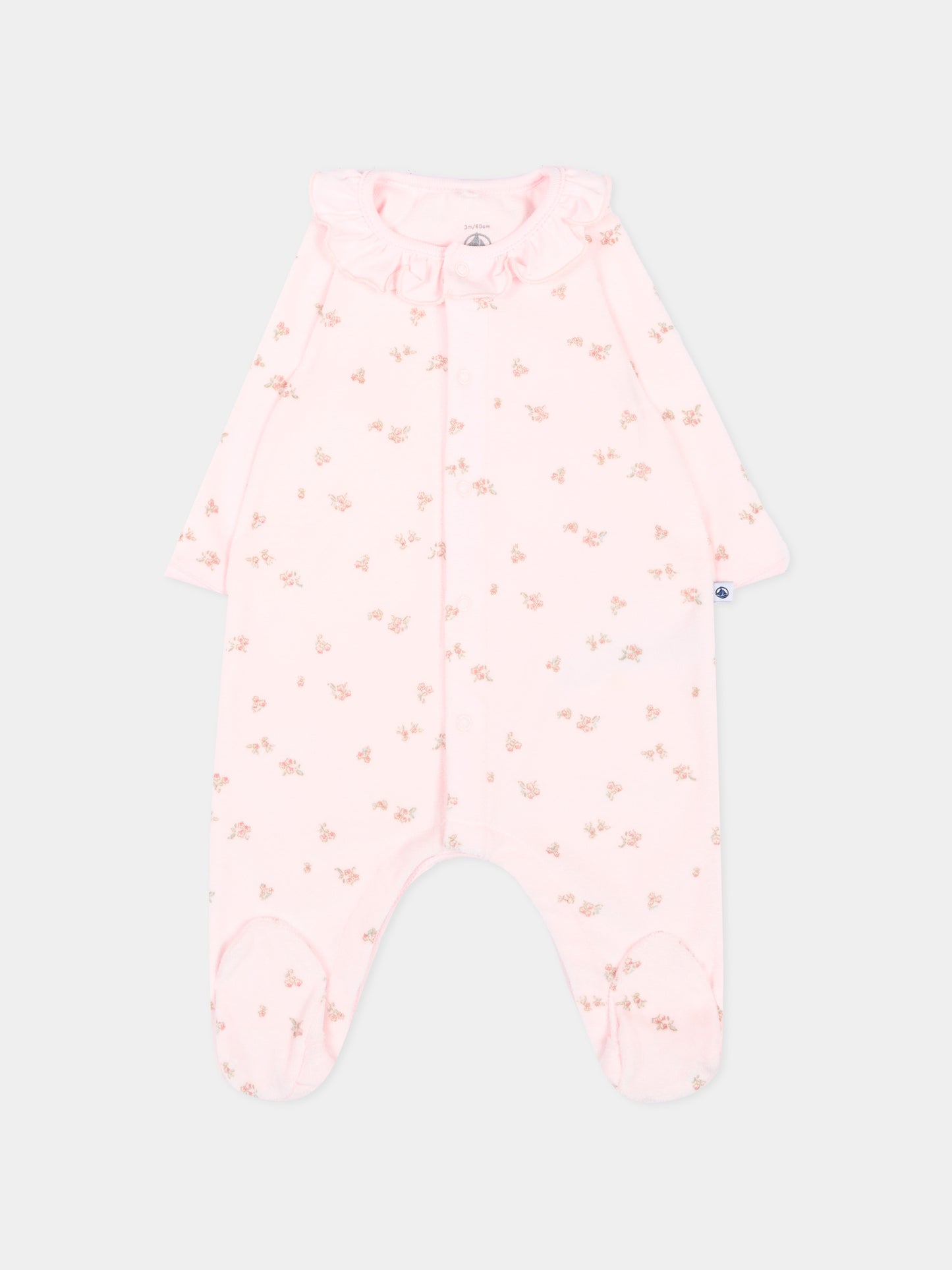 Tutina rosa per neonata con fiori,Petit Bateau,A0GAH 01