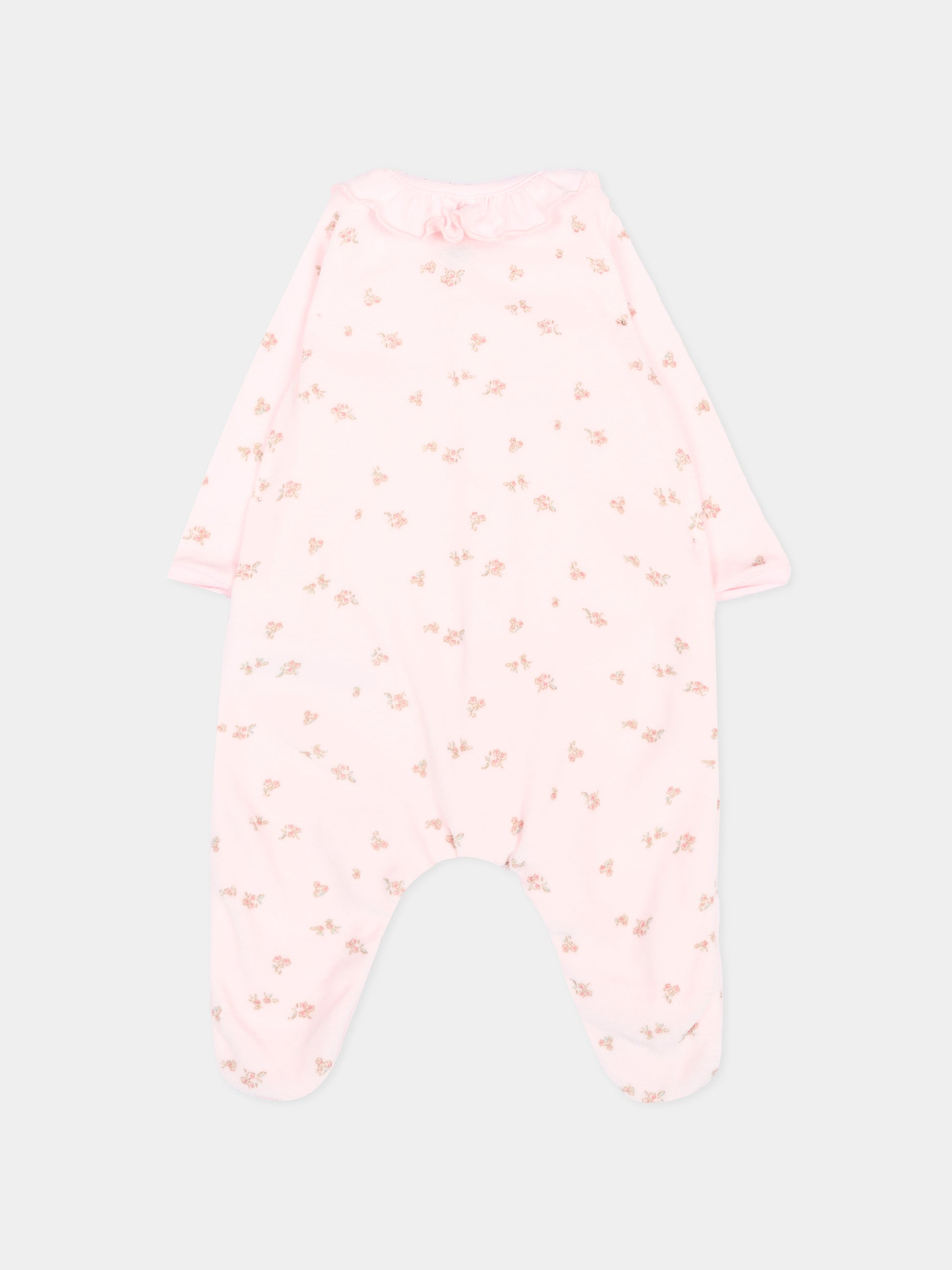 Tutina rosa per neonata con fiori,Petit Bateau,A0GAH 01