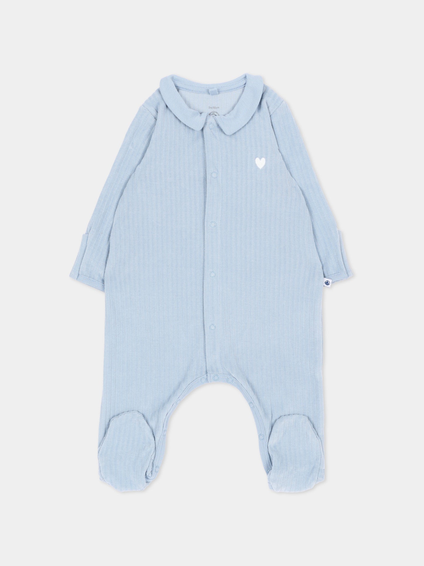 Tutina celeste per neonato con cuore,Petit Bateau,A0GAC 01