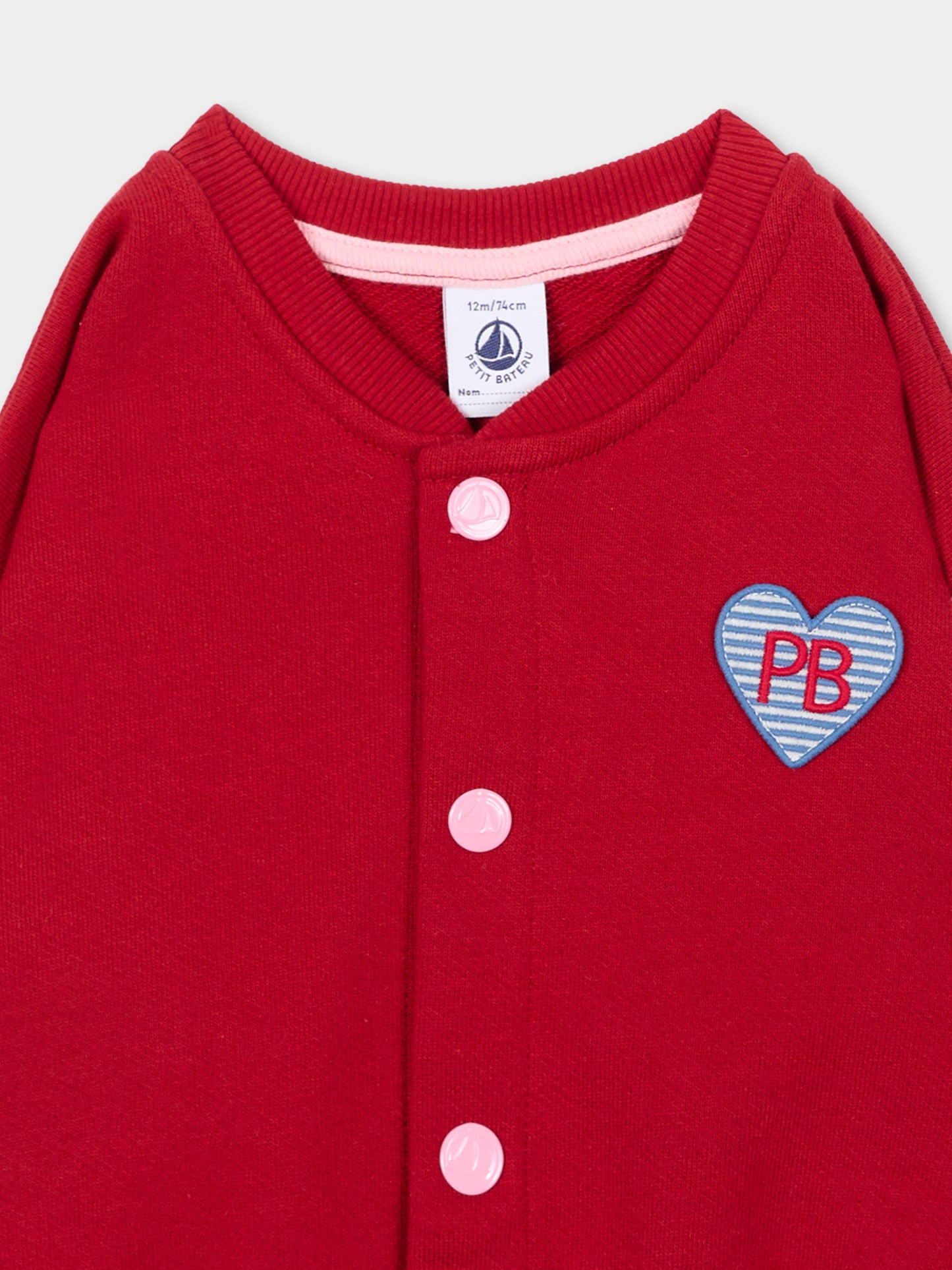 Bomber rosso per neonata con cuore con logo,Petit Bateau,A0GHX 01