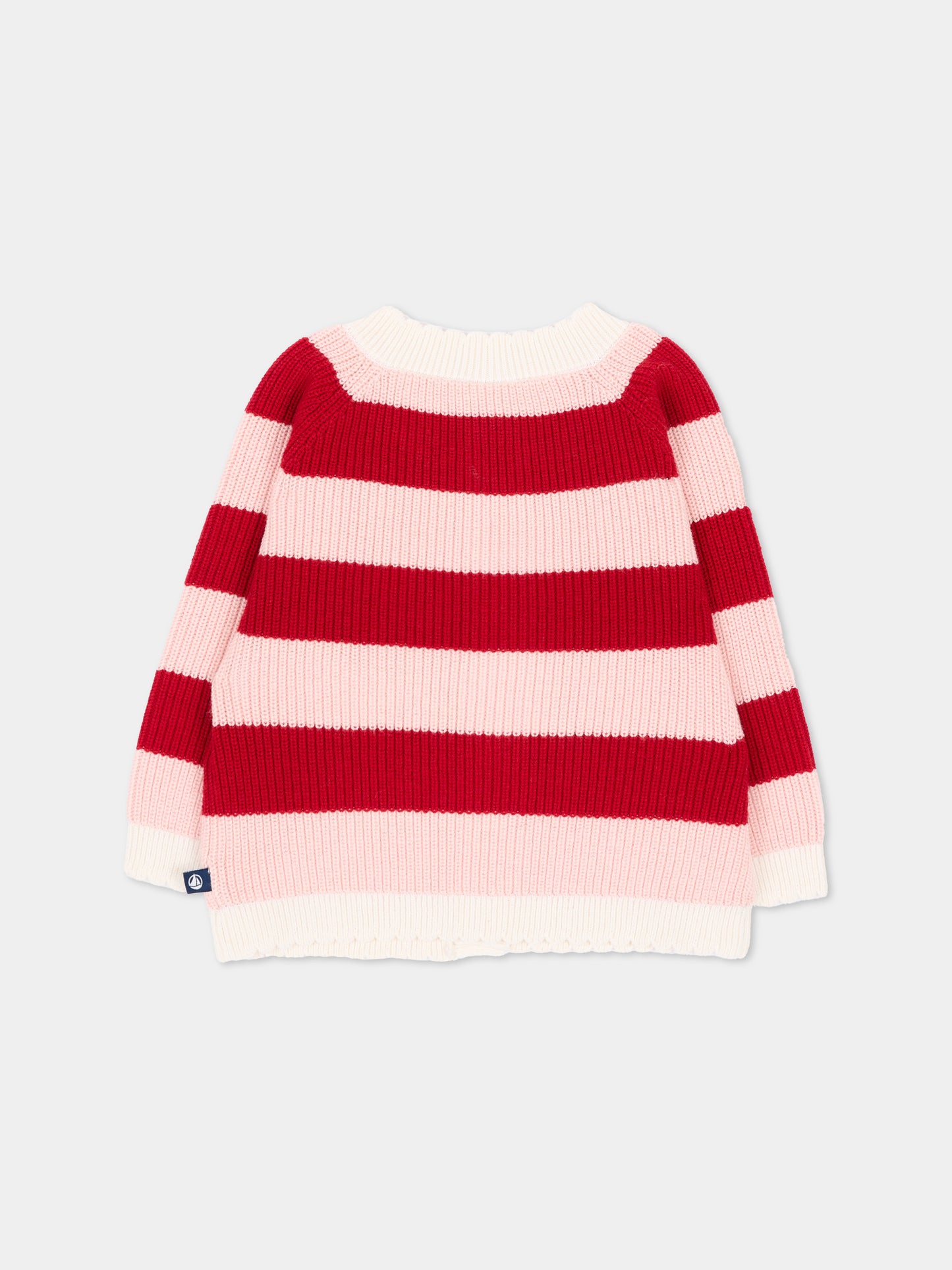 Cardigan rosa per neonata a righe,Petit Bateau,A0GD4 01