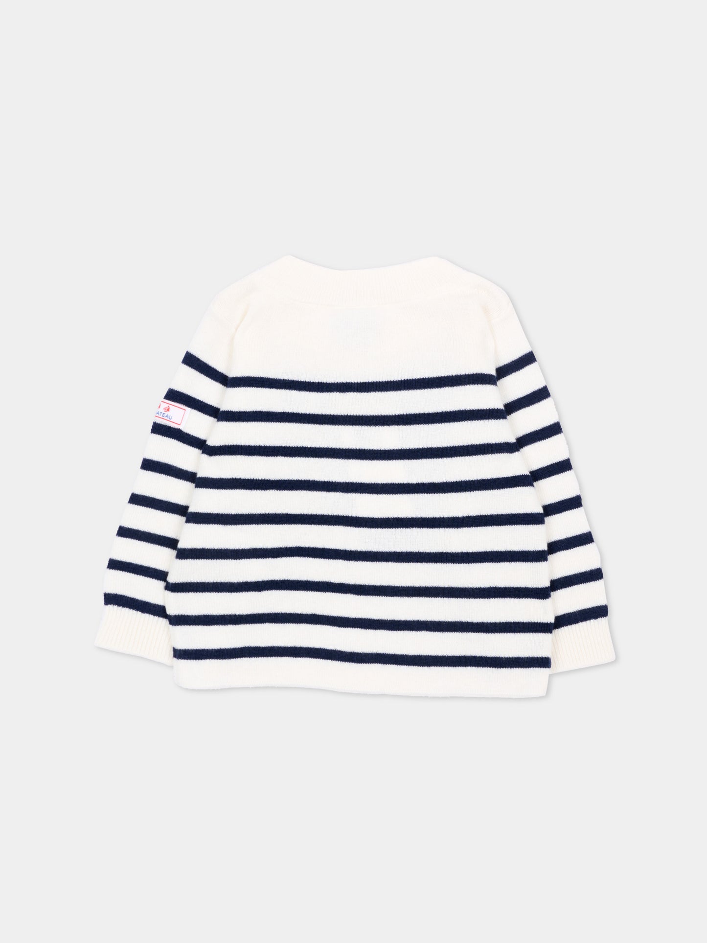 Maglione avorio per neonato a righe,Petit Bateau,A0DUF 01