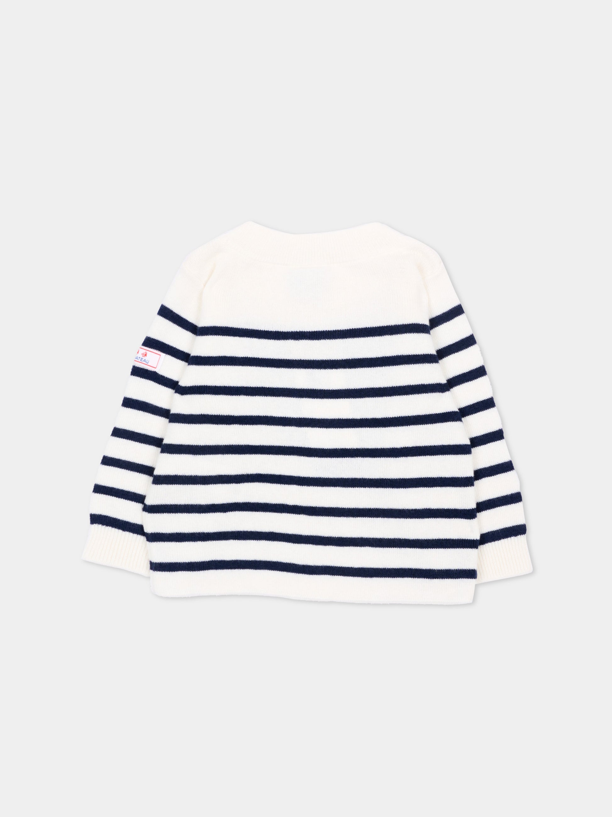 Maglione avorio per neonato a righe,Petit Bateau,A0DUF 01
