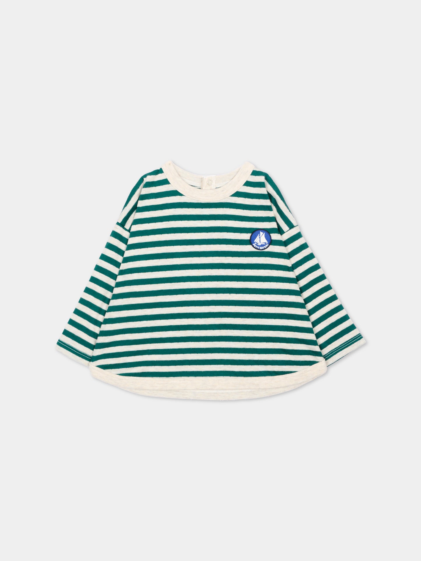 T-Shirt verde per neonato a righe,Petit Bateau,A0H10 01