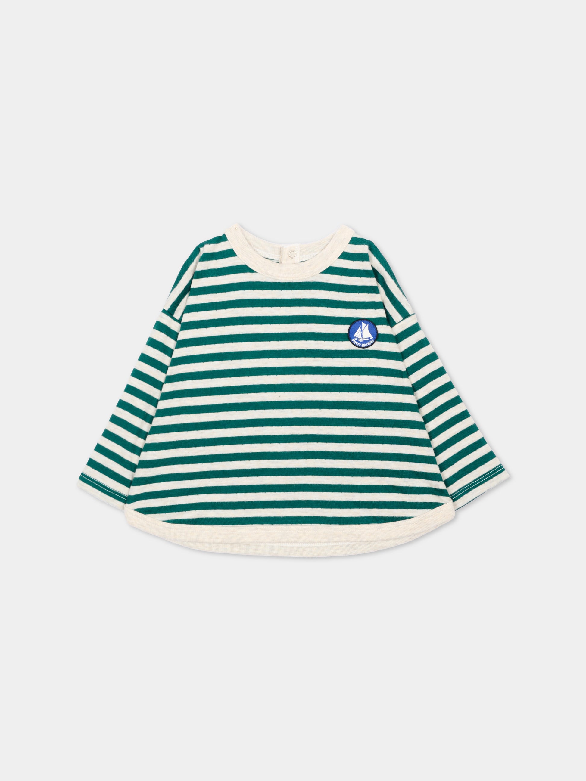 T-Shirt verde per neonato a righe,Petit Bateau,A0H10 01