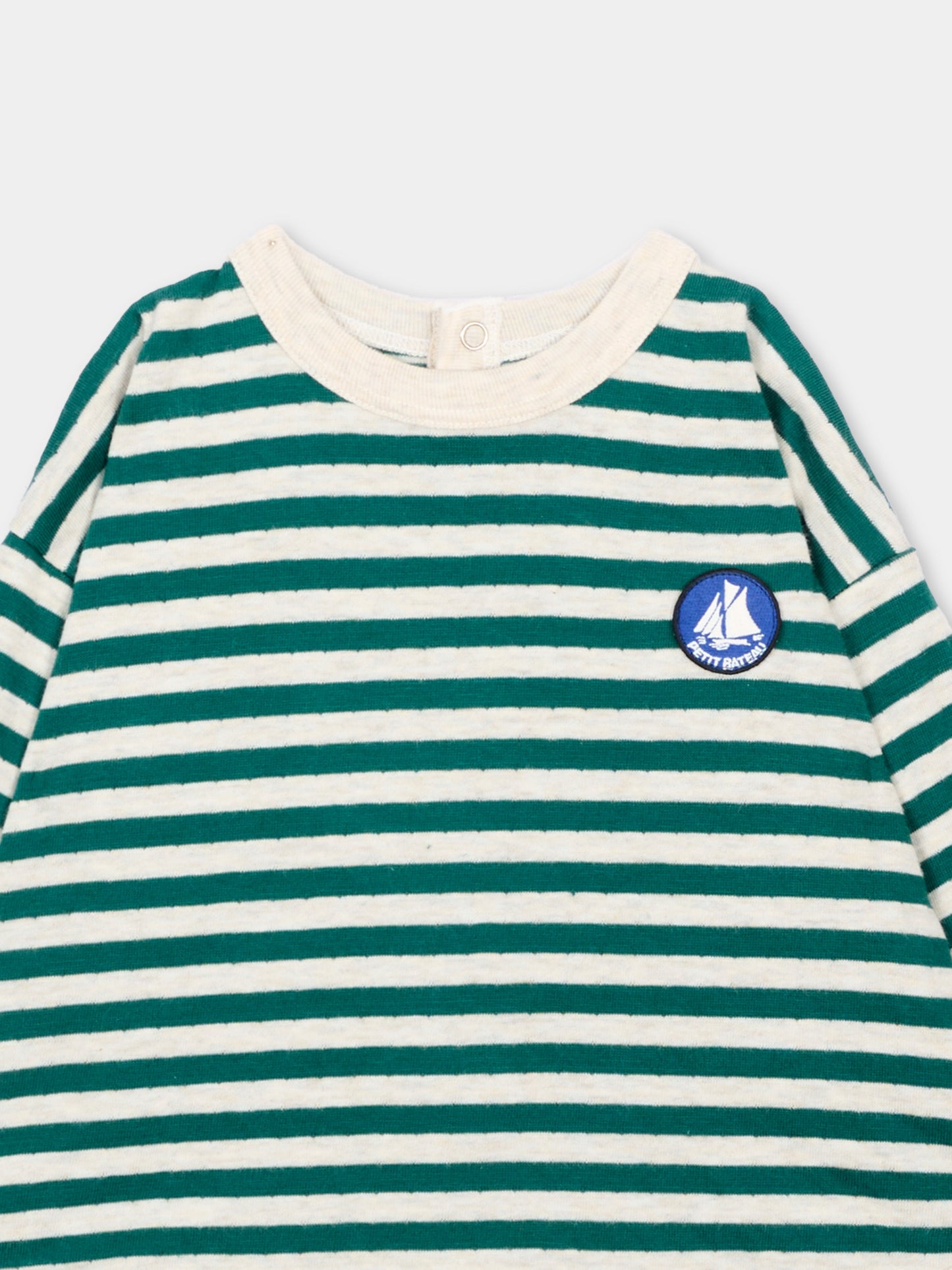 T-Shirt verde per neonato a righe,Petit Bateau,A0H10 01