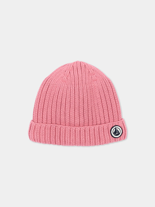 Berretto rosa per neonata con logo,Petit Bateau,A0GIC 01
