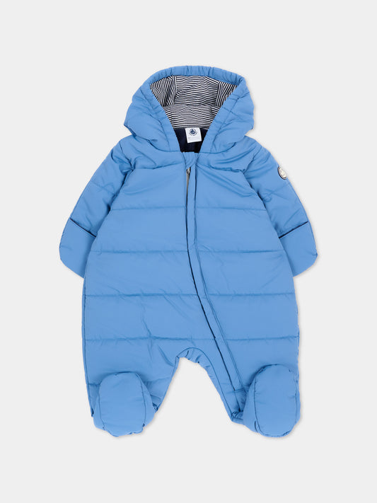 Piumini azzurro per neonato con patch logo,Petit Bateau,A0GT3 02