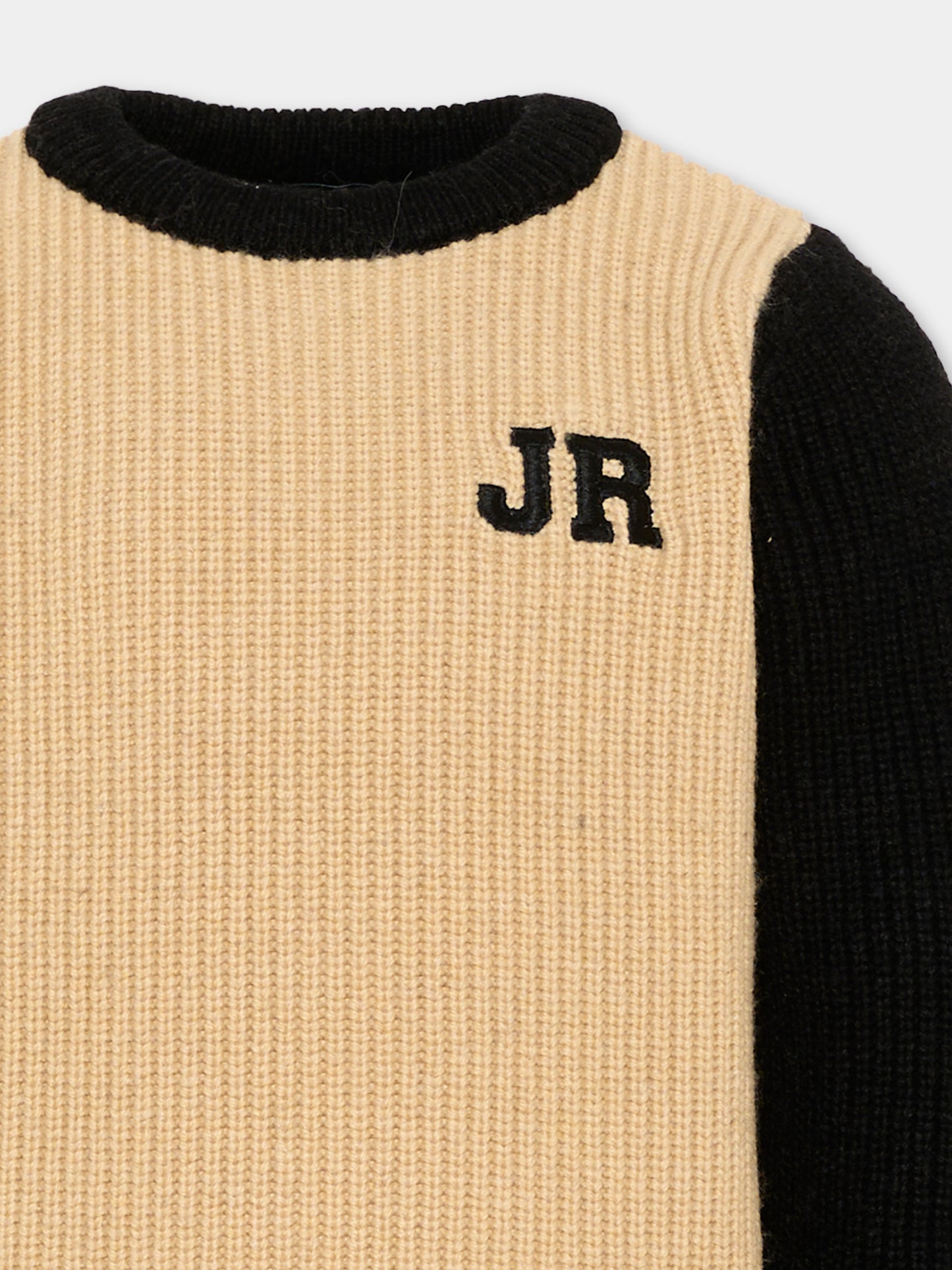 Maglione multicolor per bambino con logo,Richmond,RBA26092MA KHAKI_P/BK KHAKI PALE