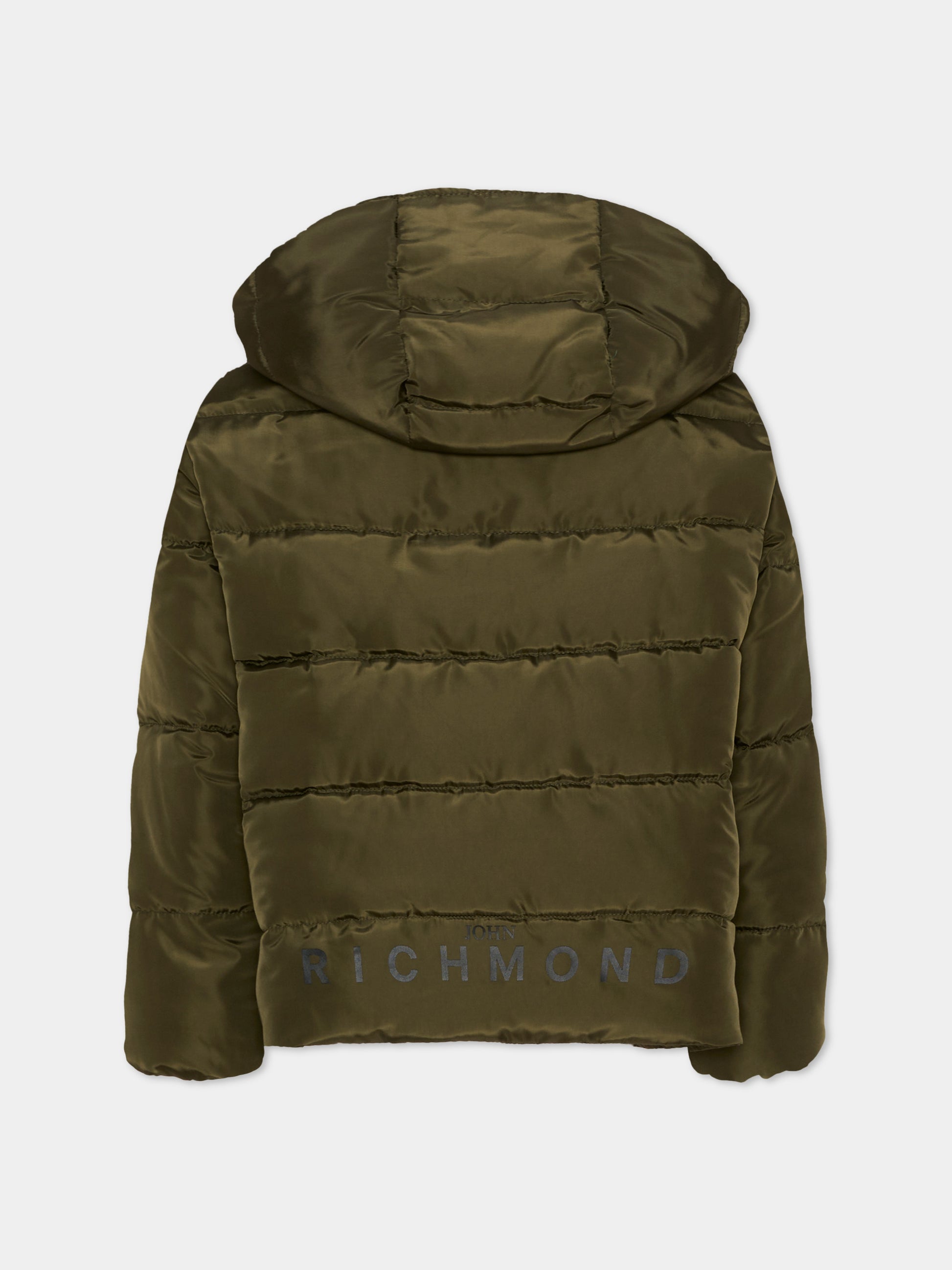 Piumino verde per bambino con logo,Richmond,RBA26174PI OLIVE/BLK OLIVE