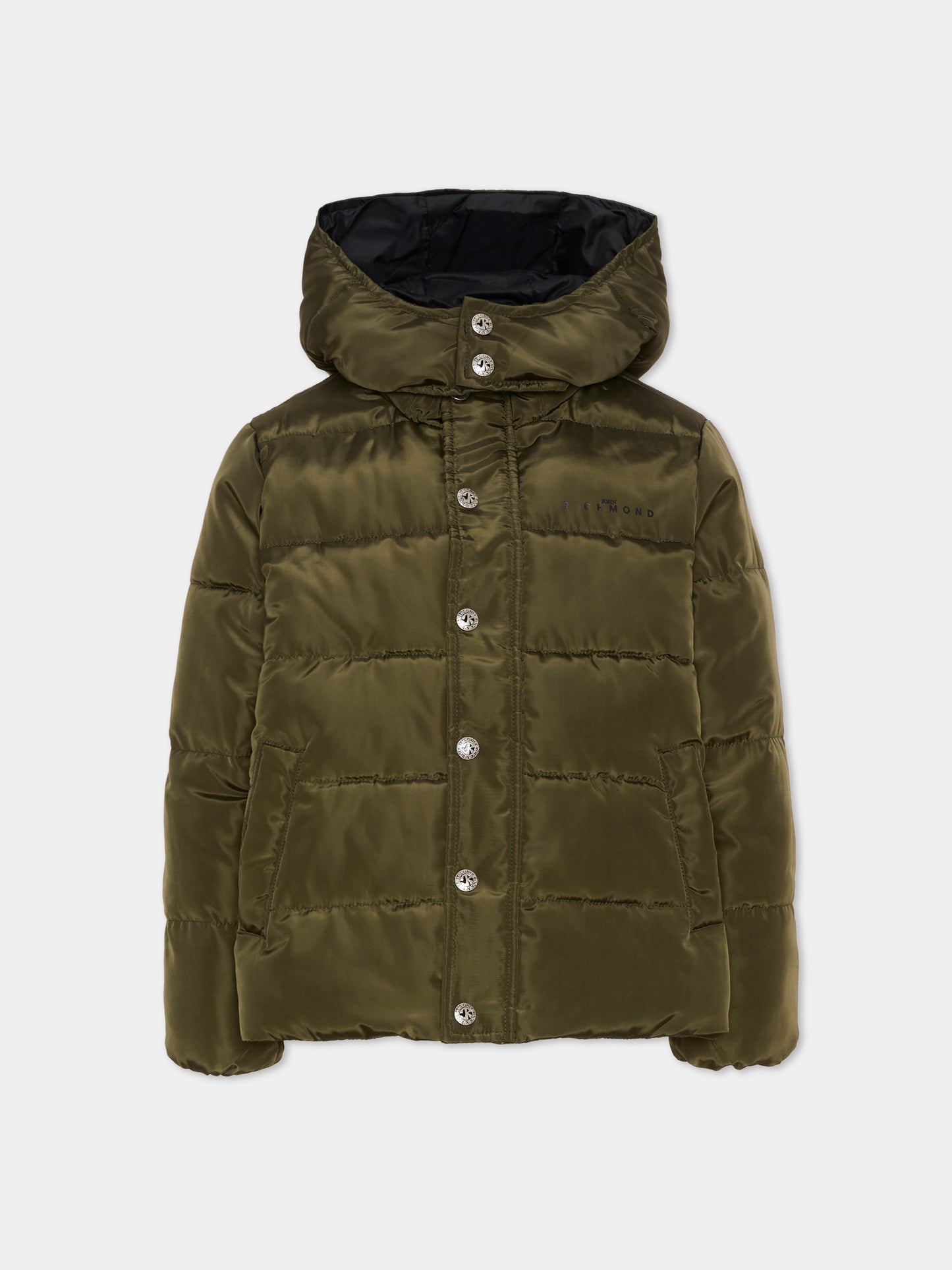 Piumino verde per bambino con logo,Richmond,RBA26174PI OLIVE/BLK OLIVE