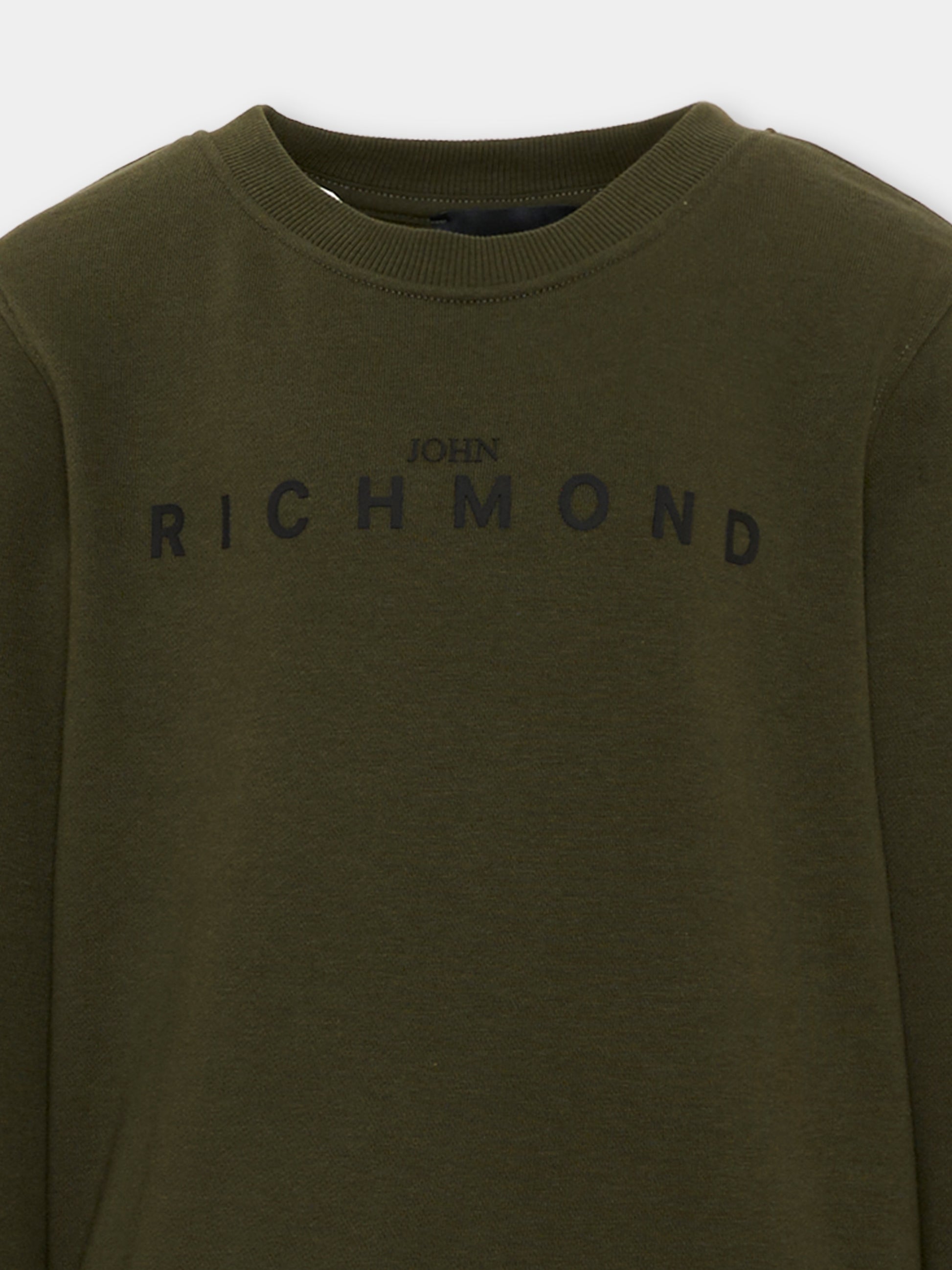 Completo sportivo verde per bambino con logo,Richmond,RBA26006CF OLIVE/BLK OLIVE