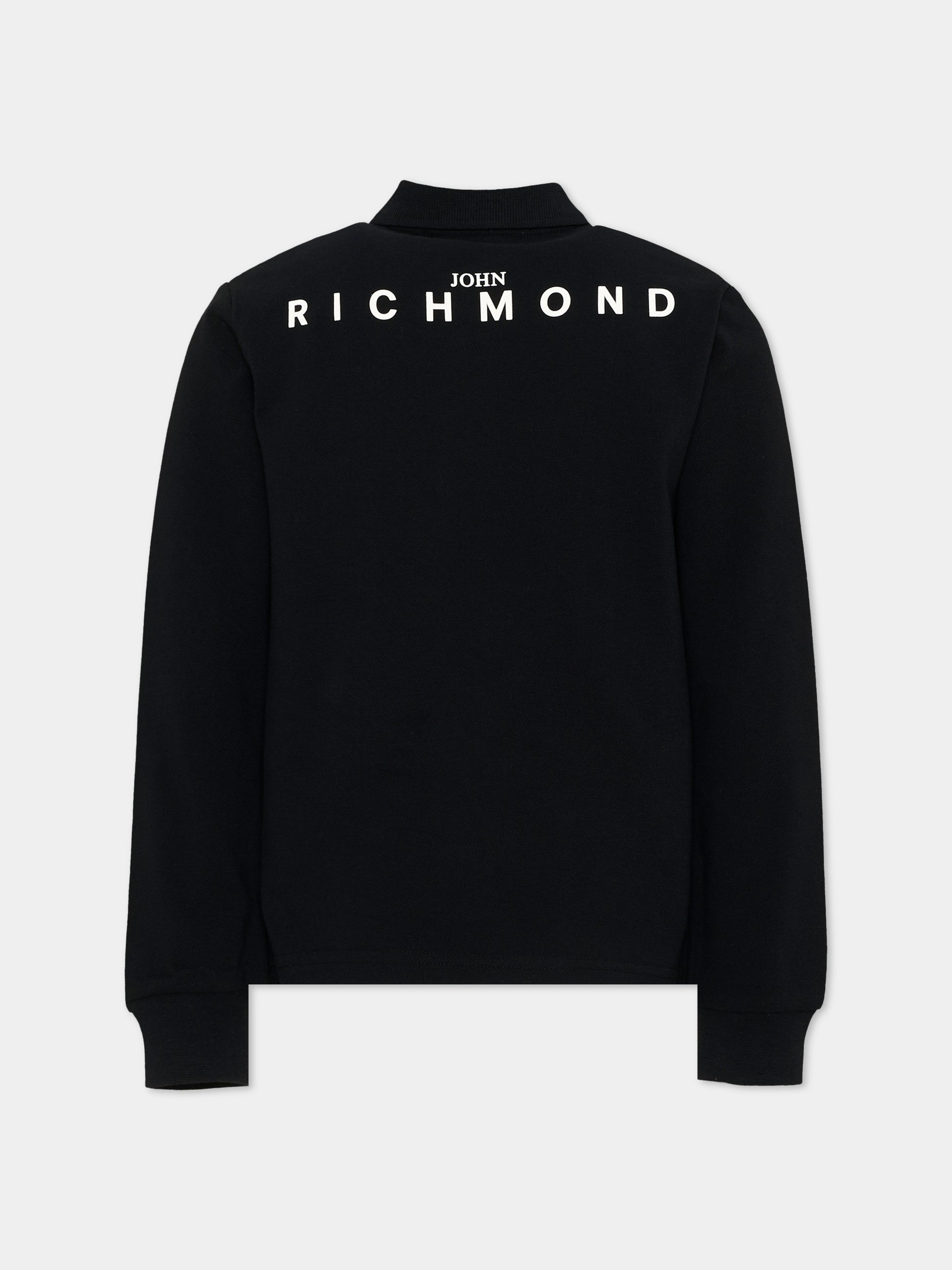 Polo nera per bambino con logo,Richmond,RBA26161PO BLACK BLACK