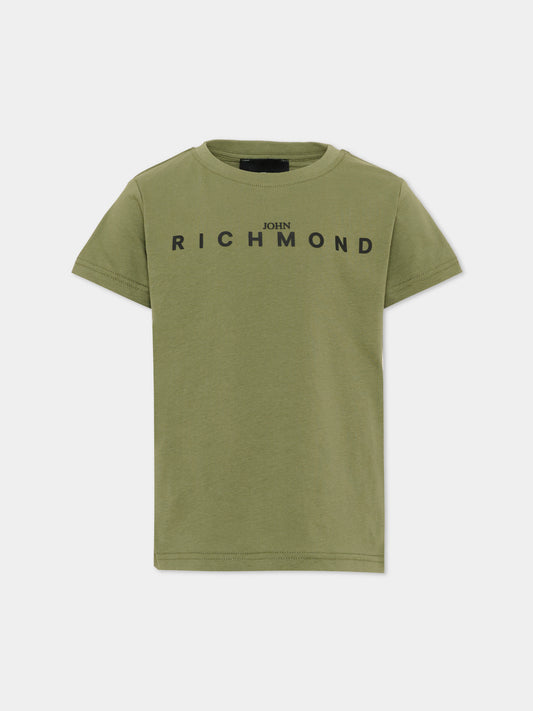 T-Shirt verde per bambino con logo,Richmond,RBA26009TS OLIVE OLIVE