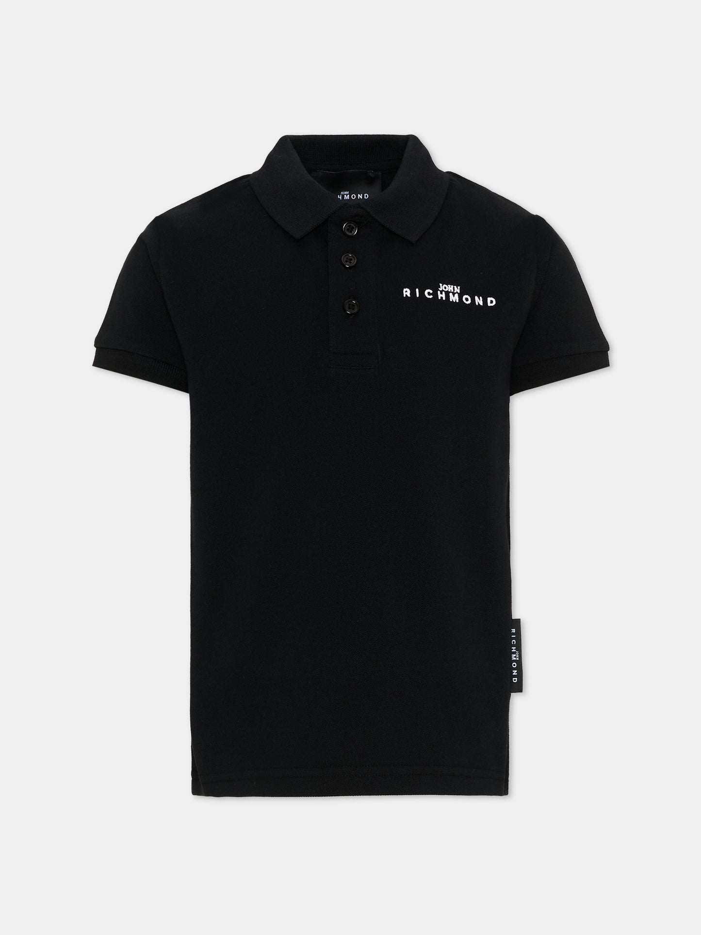 Polo nera per bambino con logo,Richmond,RBA26160PO BLACK BLACK