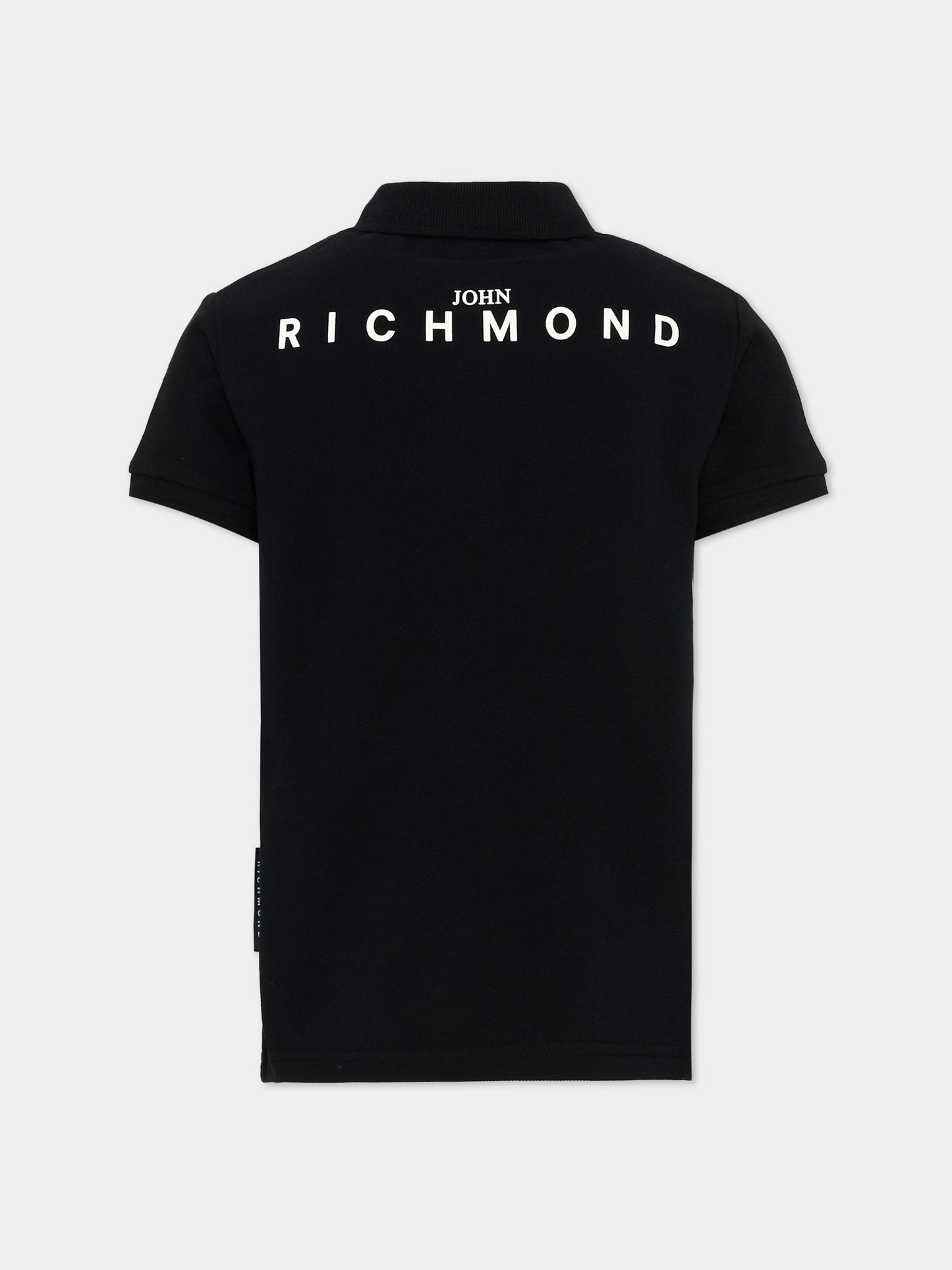 Polo nera per bambino con logo,Richmond,RBA26160PO BLACK BLACK