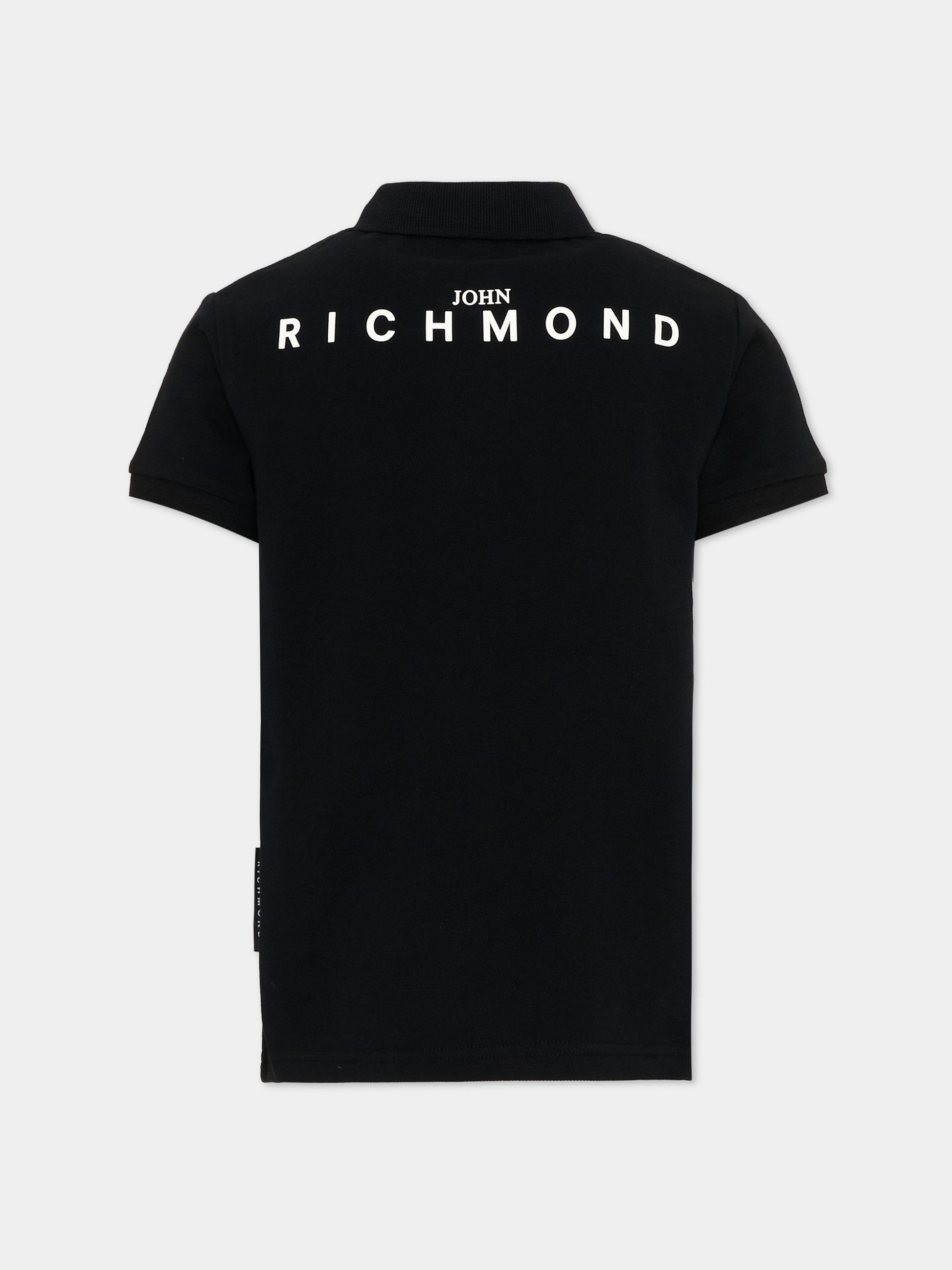 Polo nera per bambino con logo,Richmond,RBA26160PO BLACK BLACK