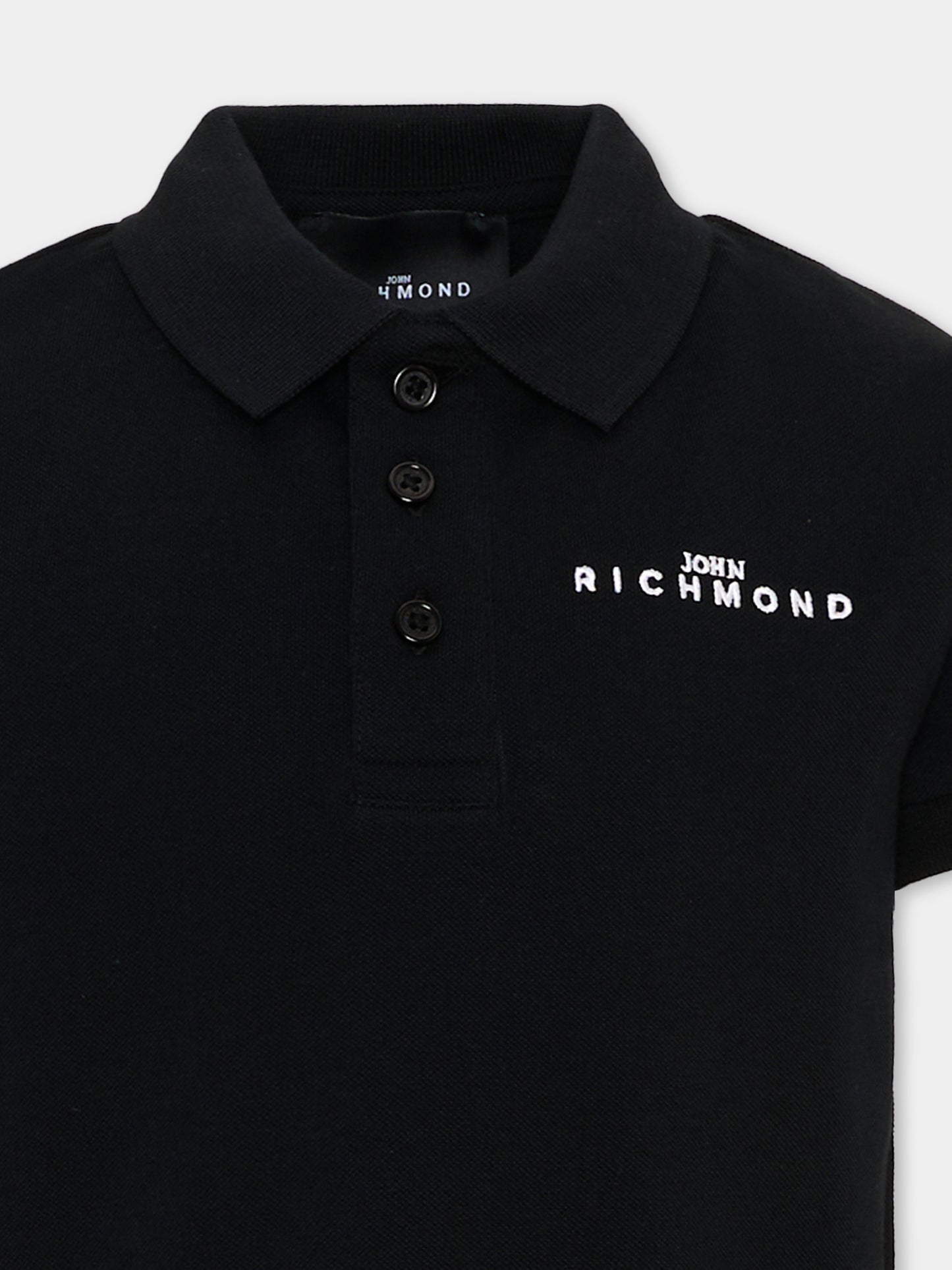Polo nera per bambino con logo,Richmond,RBA26160PO BLACK BLACK