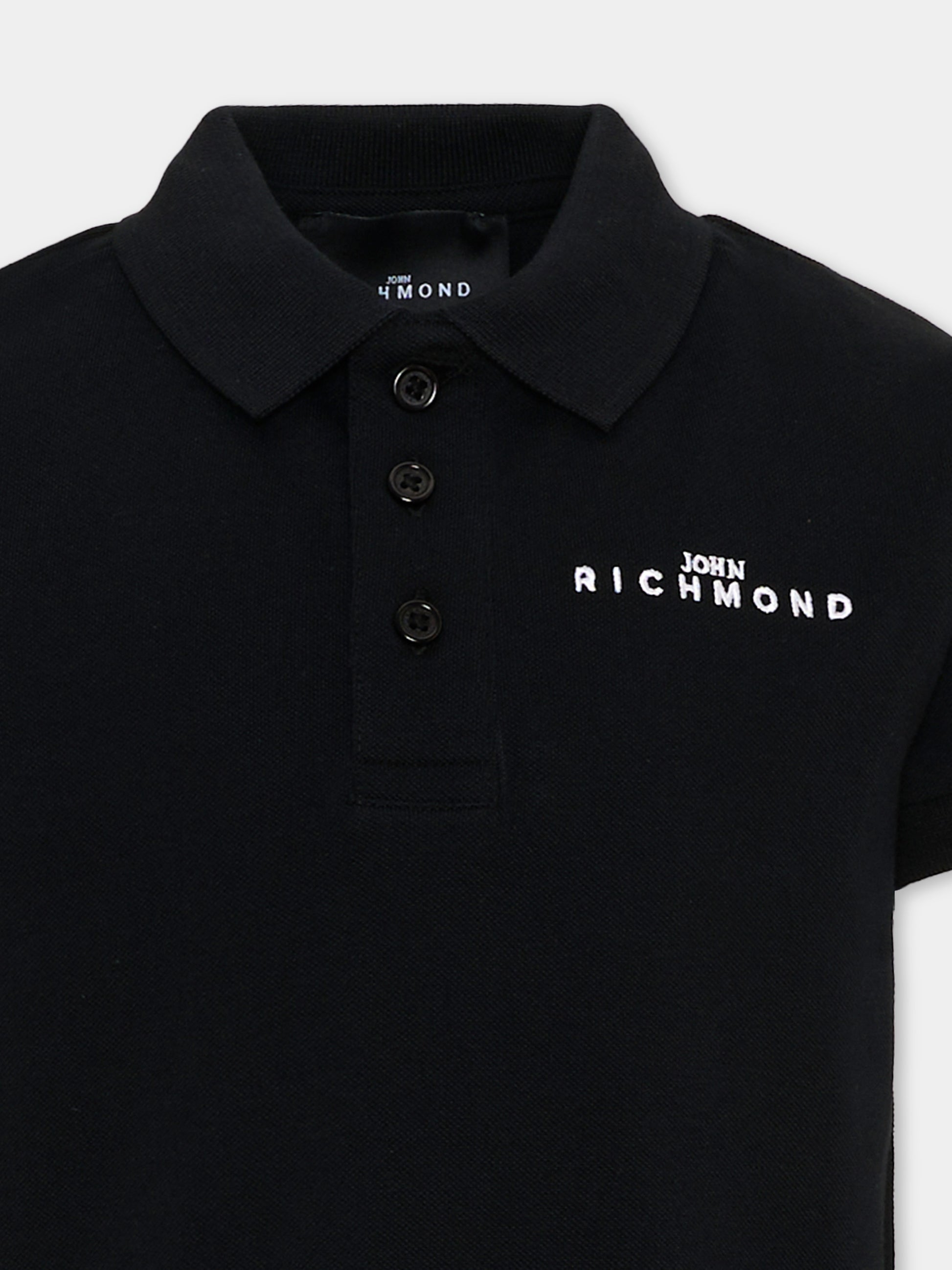 Polo nera per bambino con logo,Richmond,RBA26160PO BLACK BLACK