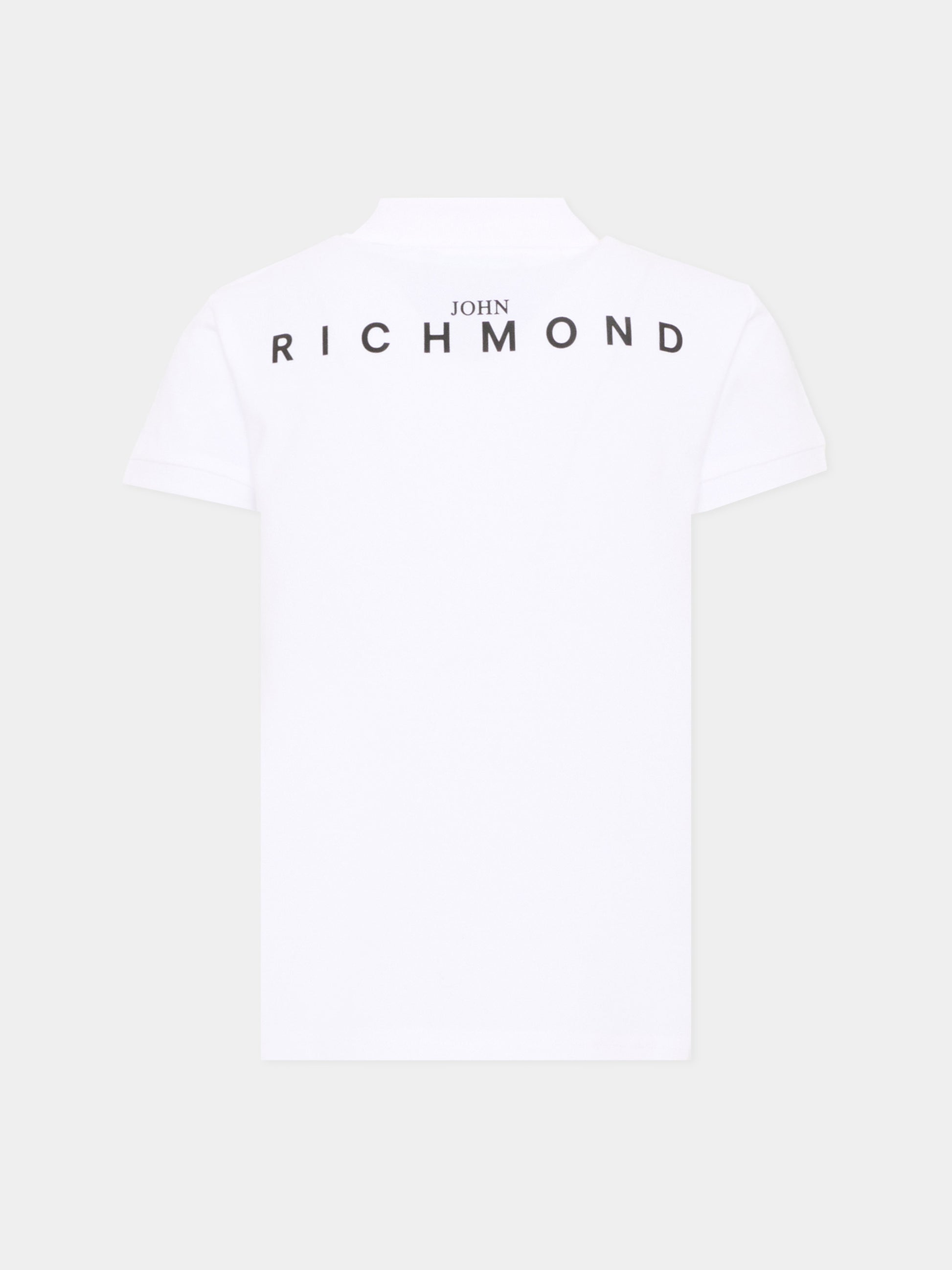 Polo bianca per bambino con logo,Richmond,RBA26160PO WHITE WHITE