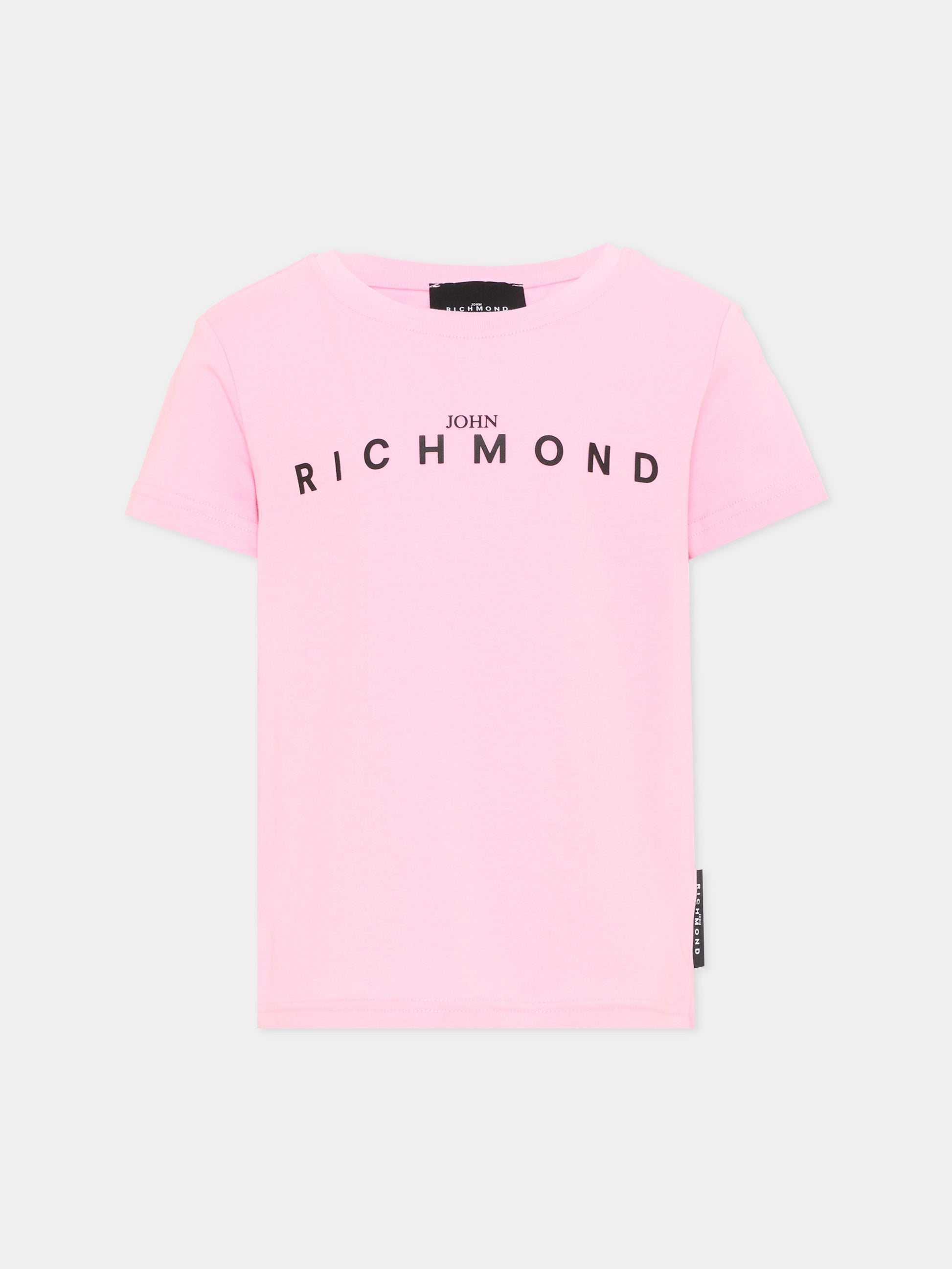 T-shirt rosa per bambina con logo,Richmond,RGA26008TS PINK_BEG. PINK BEGONIA