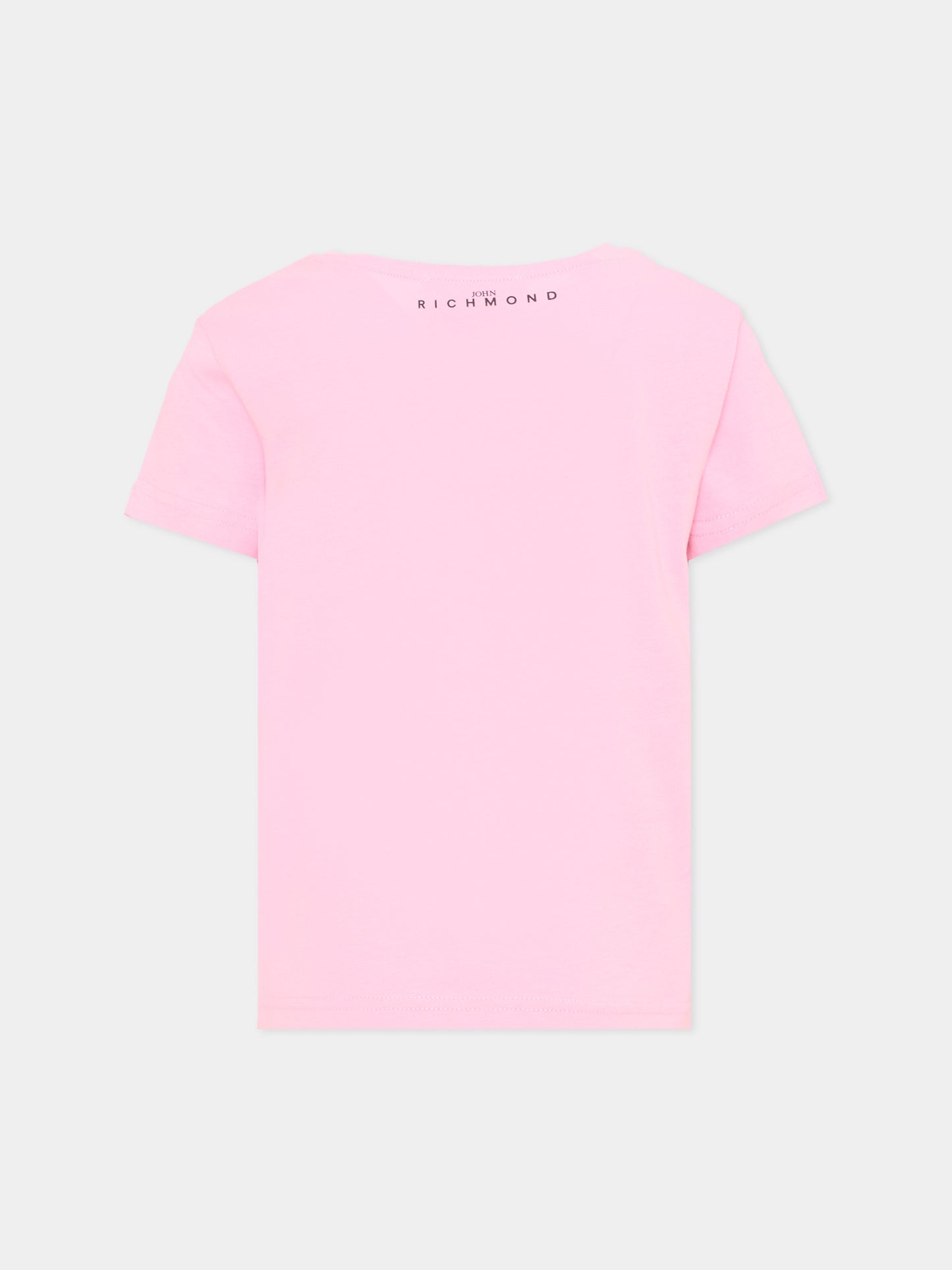 T-shirt rosa per bambina con logo,Richmond,RGA26008TS PINK_BEG. PINK BEGONIA