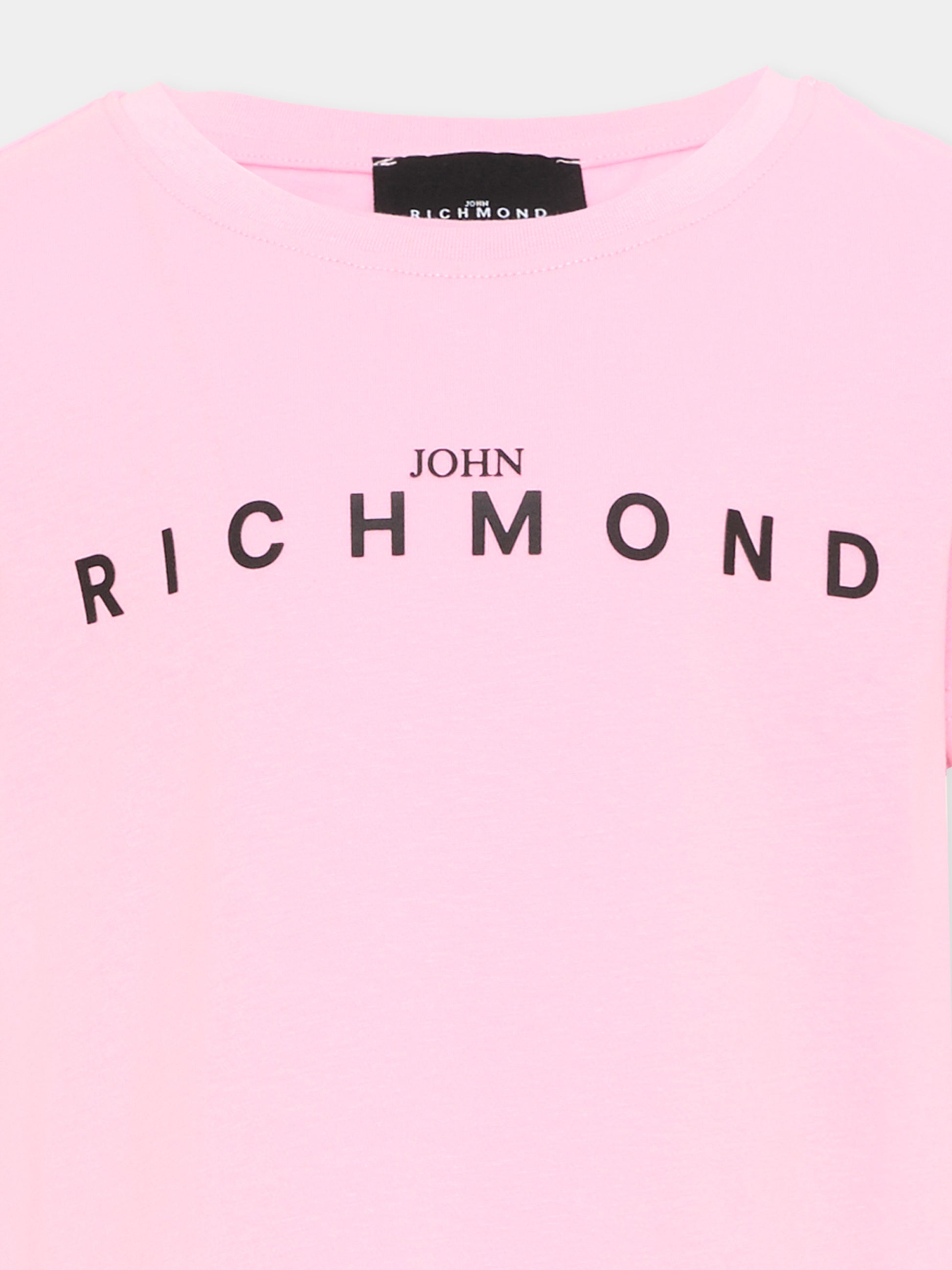 T-shirt rosa per bambina con logo,Richmond,RGA26008TS PINK_BEG. PINK BEGONIA