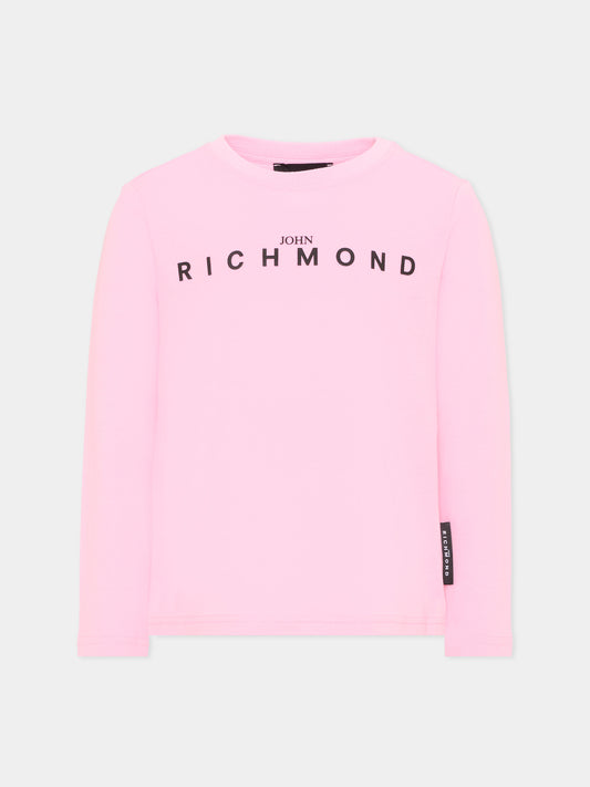 T-Shirt rosa per bambina con logo,Richmond,RGA26004TS PINK_BEG. PINK BEGONIA