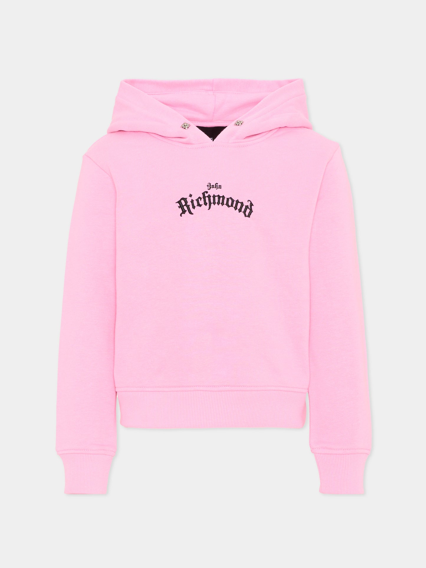 Felpa rosa per bambina con logo,Richmond,RGA26030FE PINK_BEG. PINK BEGONIA