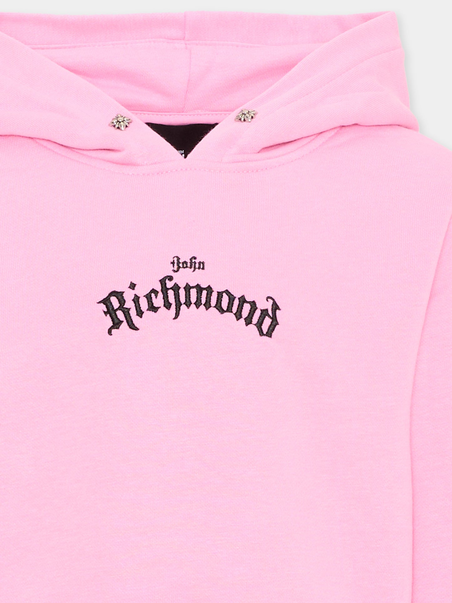 Felpa rosa per bambina con logo,Richmond,RGA26030FE PINK_BEG. PINK BEGONIA