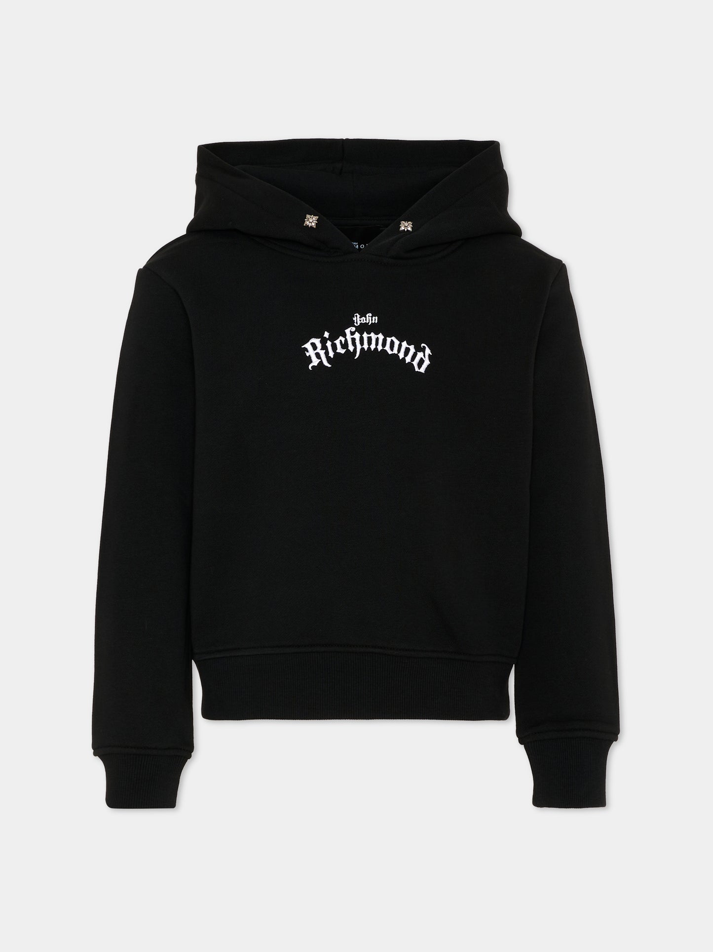 Felpa nera con cappuccio per bambina con logo,Richmond,RGA26030FE BLACK BLACK