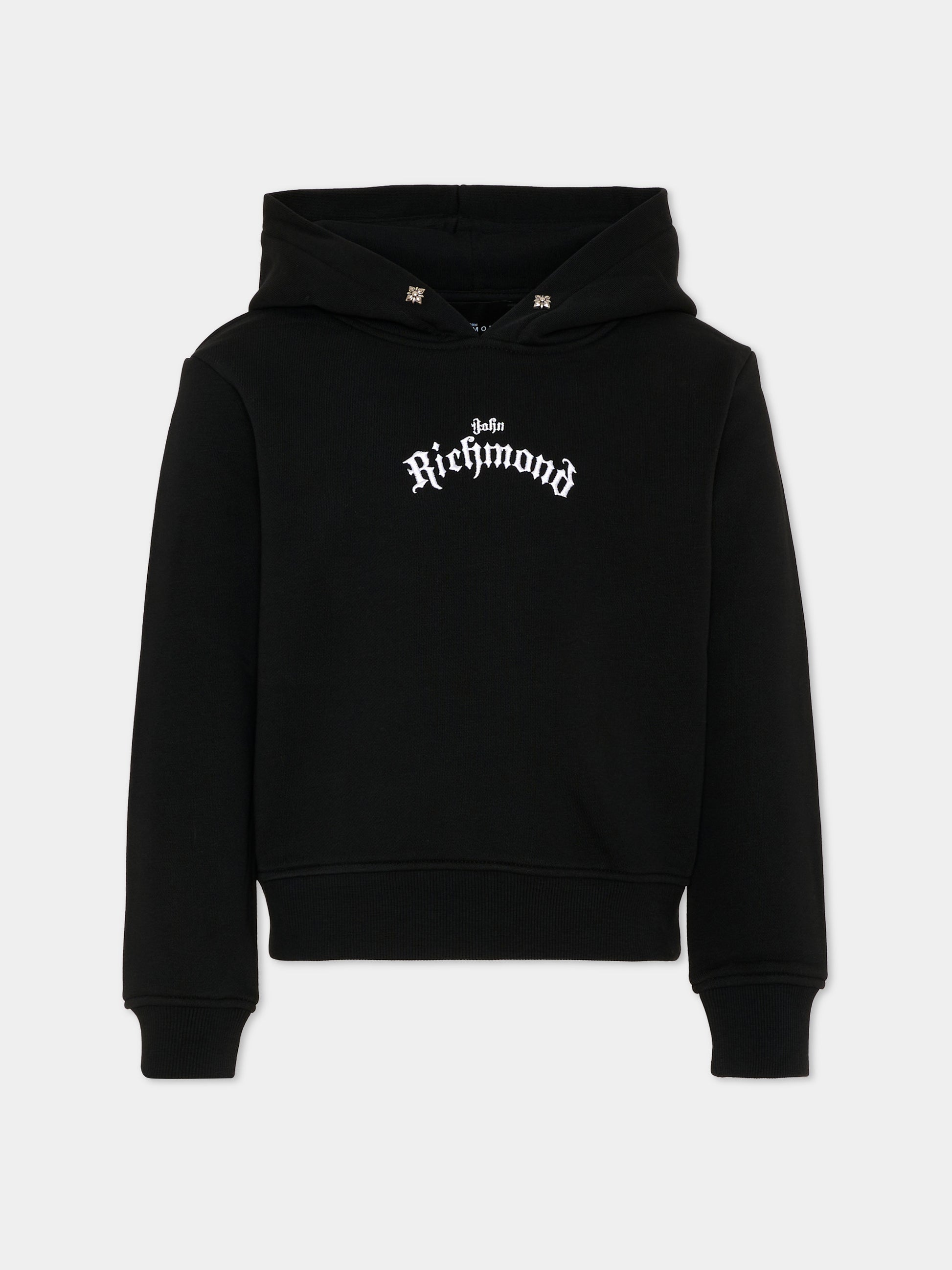 Felpa nera con cappuccio per bambina con logo,Richmond,RGA26030FE BLACK BLACK