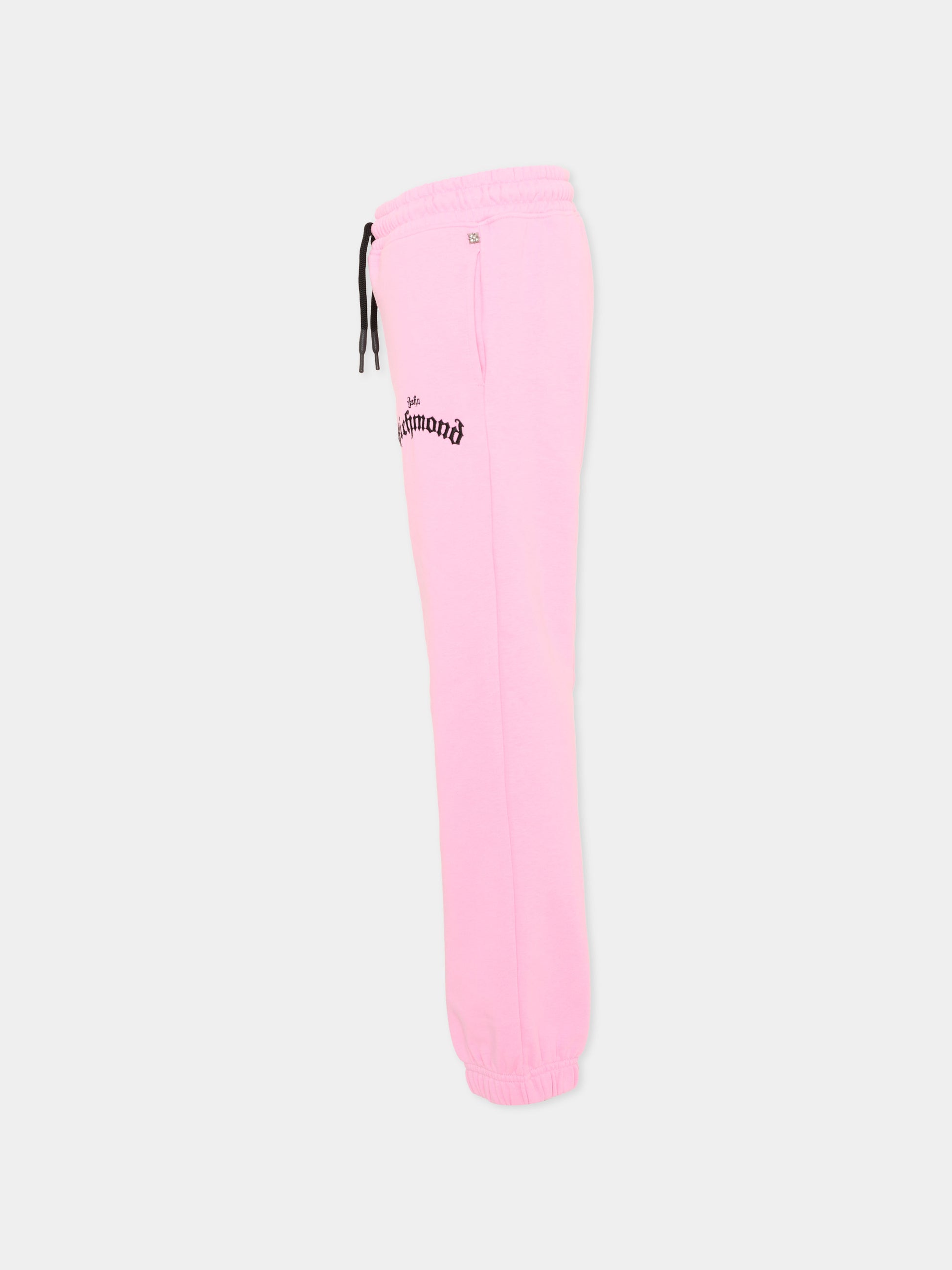 Pantaloni sportivi rosa per bambina con logo,Richmond,RGA26164PA PINK_BEG. PINK BEGONIA