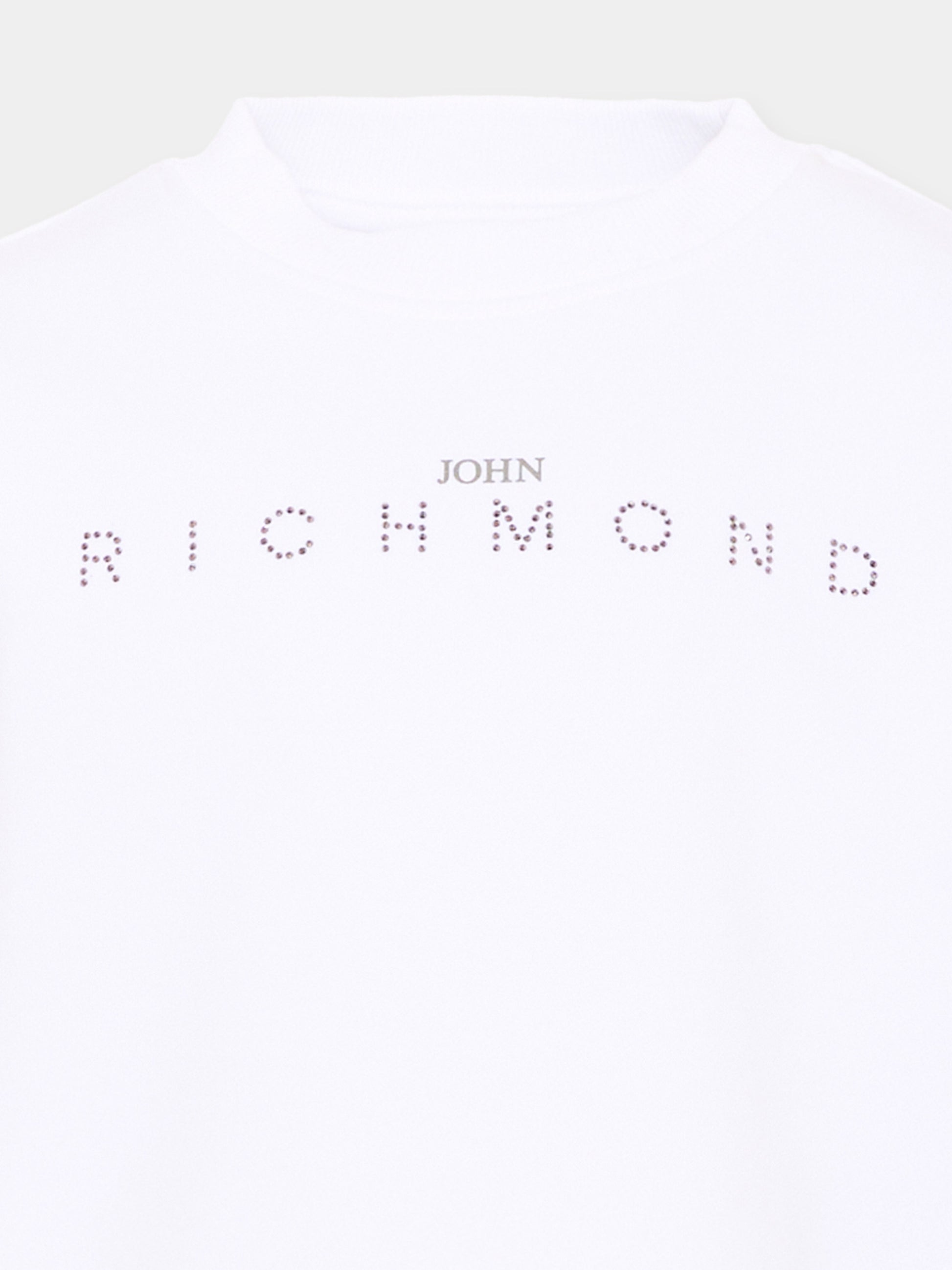 Felpa bianca per bambina con logo,Richmond,RGA26085FE WHITE WHITE