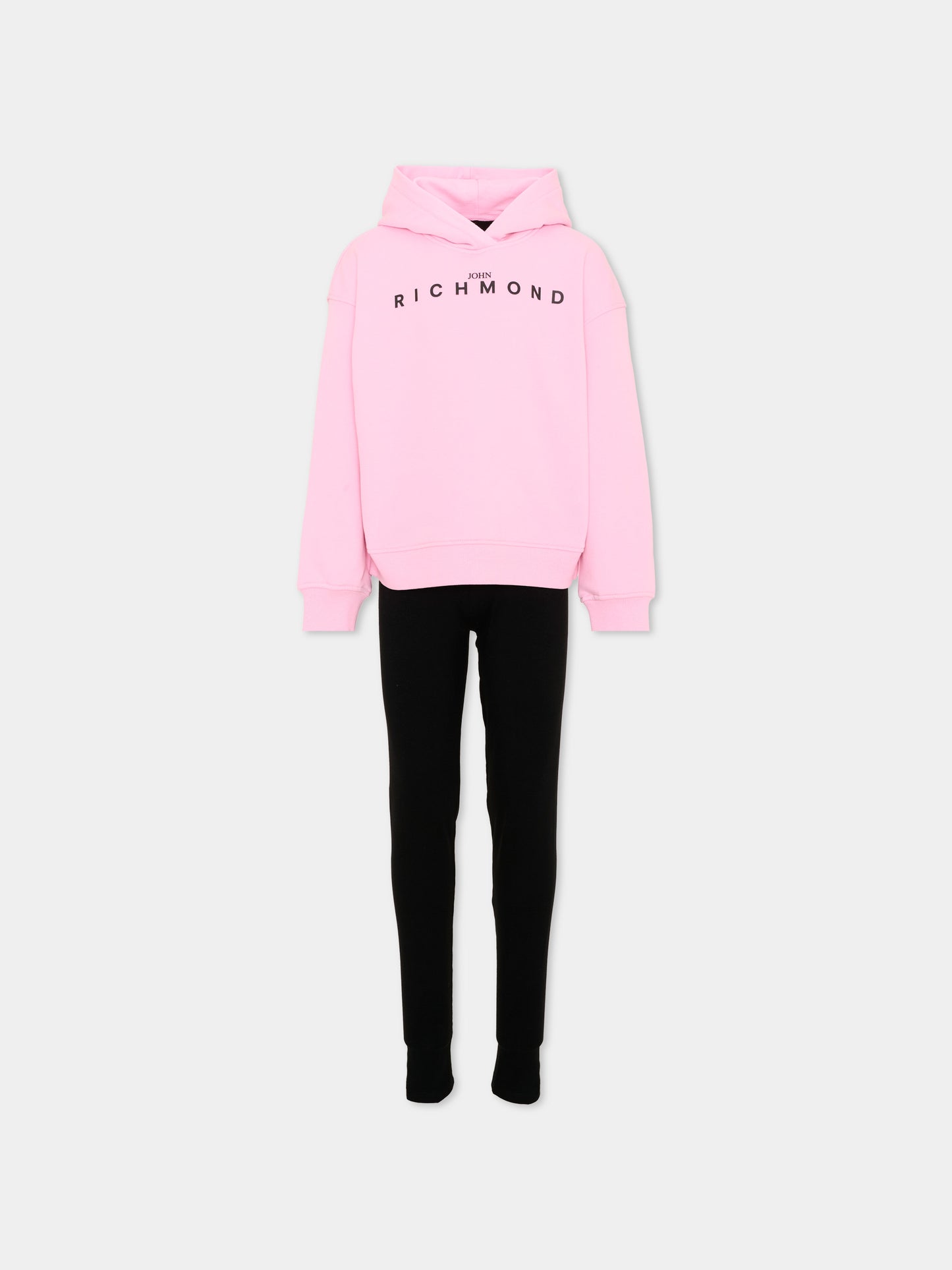 Completo sportivo rosa per bambina con logo,Richmond,RGA26020CF PINK_B/BLK PINK BEGONIA