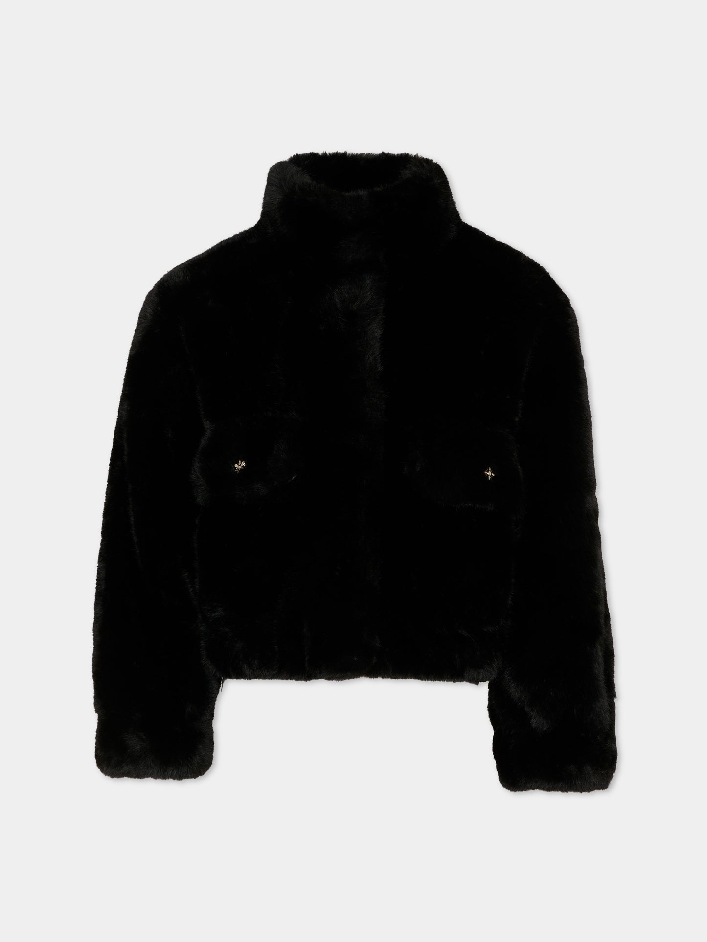 Ecopelliccia nera per bambina con logo,Richmond,RGA26097PL BLACK BLACK